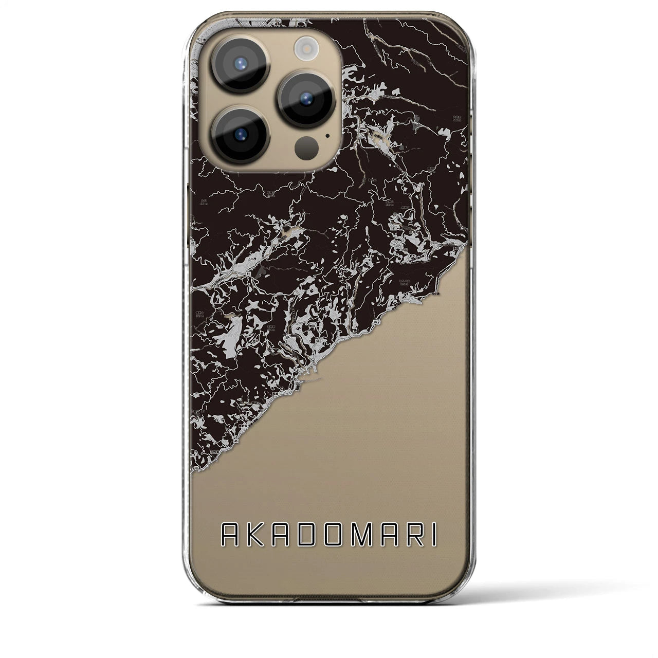 【赤泊(新潟県)】地図柄iPhoneケース(クリアタイプ)モノトーン・iPhone 14 Pro Max 用