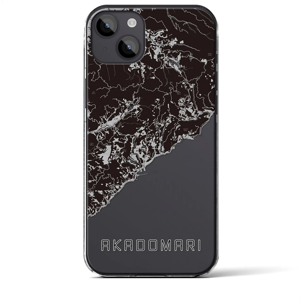 【赤泊(新潟県)】地図柄iPhoneケース(クリアタイプ)モノトーン・iPhone 14 Plus 用