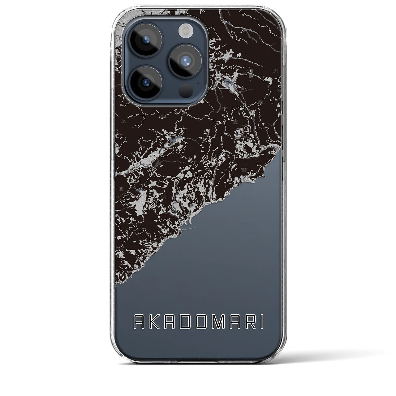 【赤泊(新潟県)】地図柄iPhoneケース(クリアタイプ)モノトーン・iPhone 15 Pro Max 用