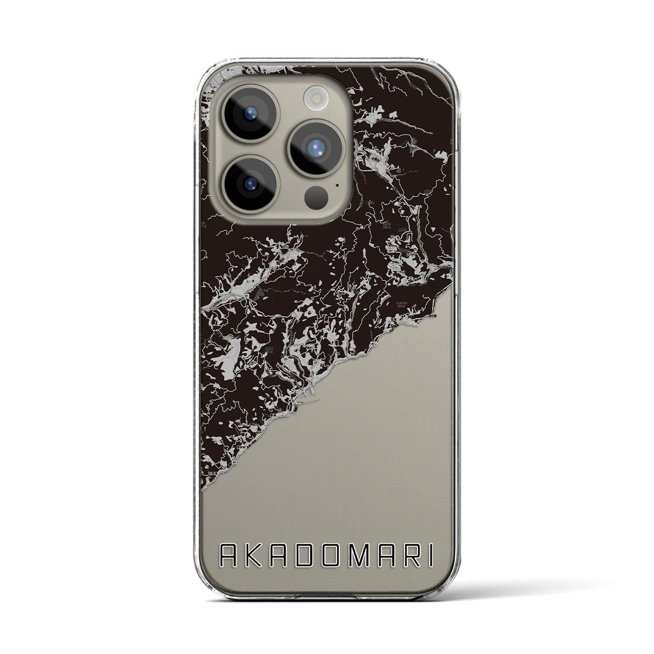 【赤泊(新潟県)】地図柄iPhoneケース(クリアタイプ)モノトーン・iPhone 15 Pro 用