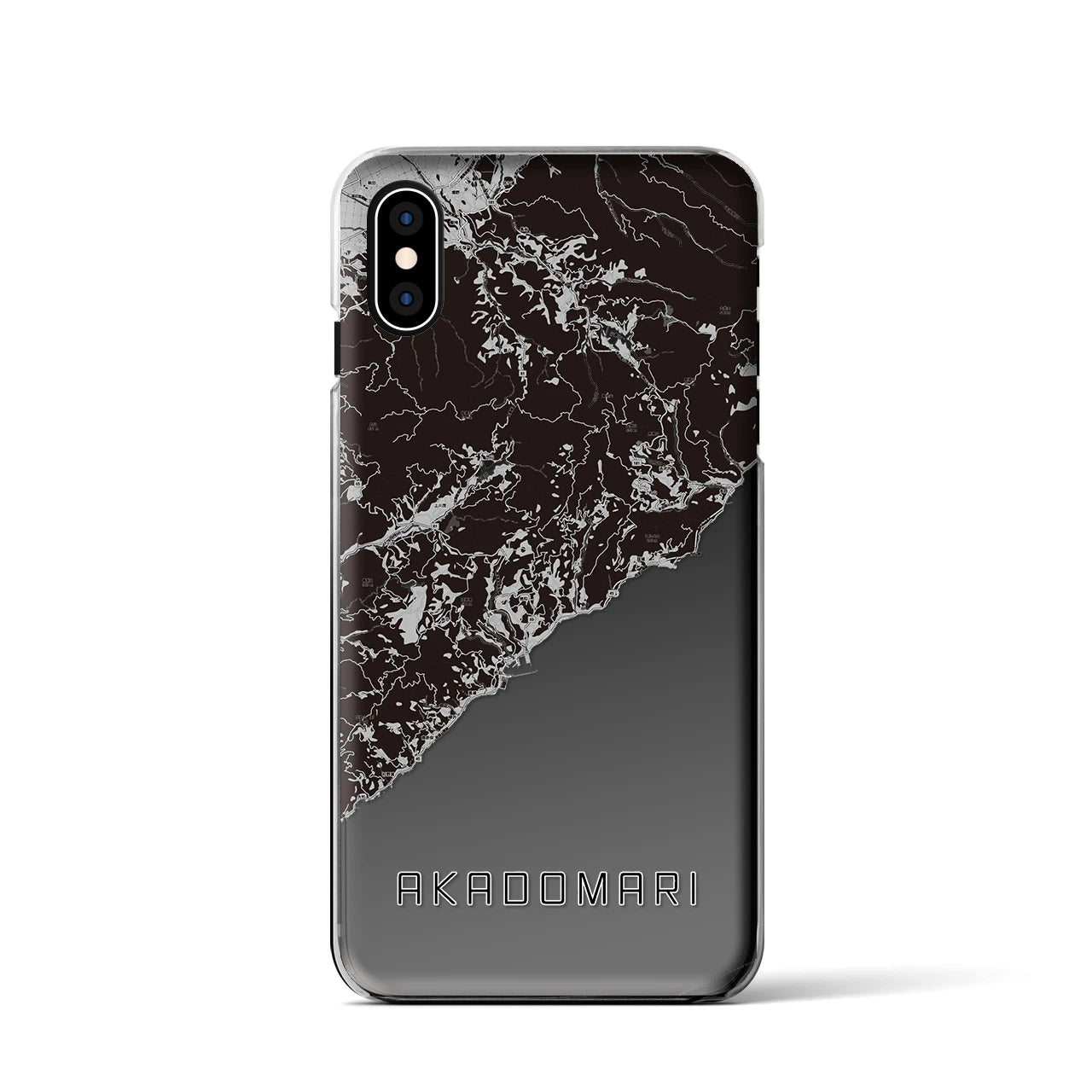 【赤泊(新潟県)】地図柄iPhoneケース(クリアタイプ)モノトーン・iPhone XS / X 用