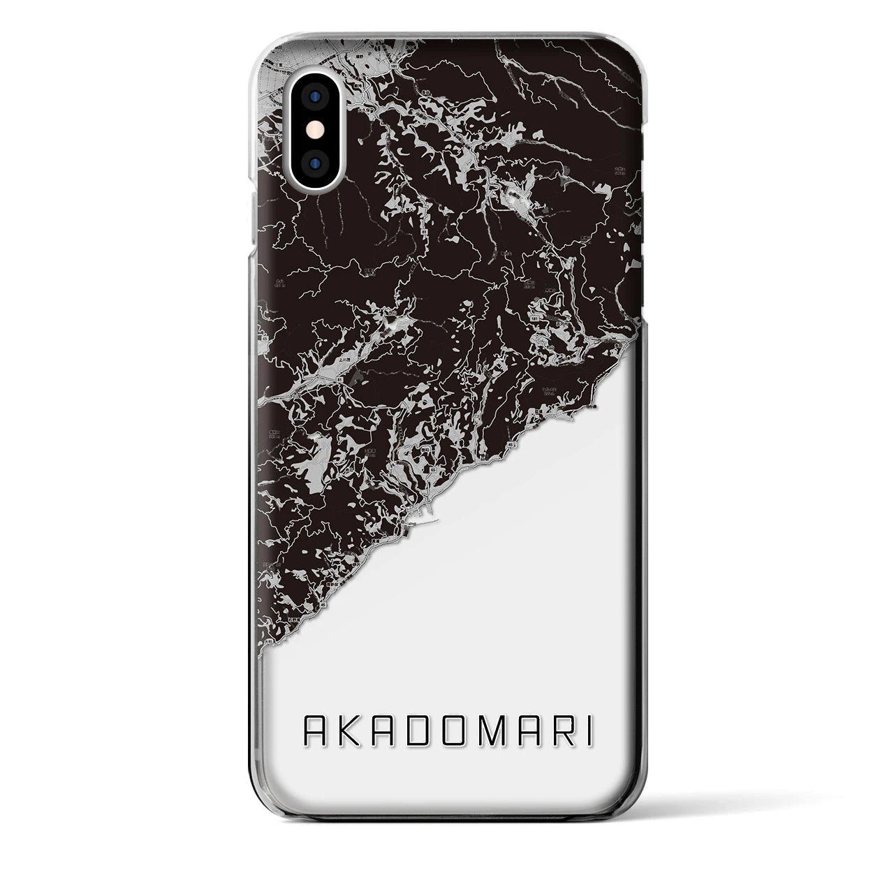 【赤泊(新潟県)】地図柄iPhoneケース(クリアタイプ)モノトーン・iPhone XS Max 用