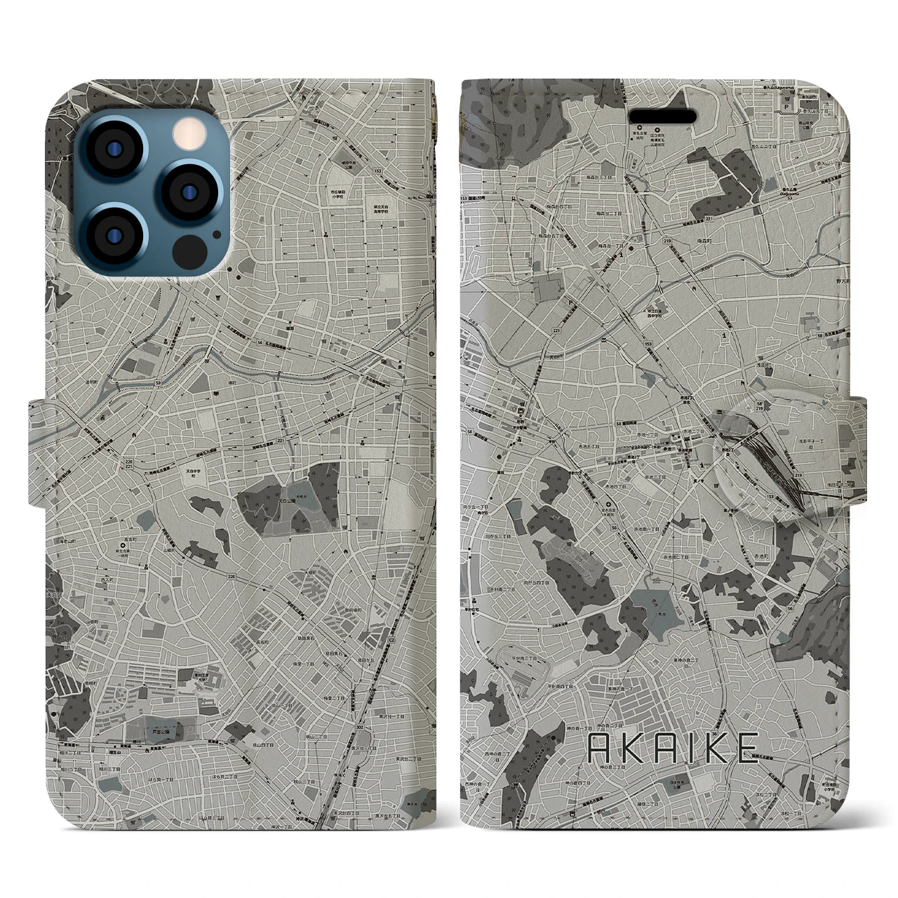 【赤池(愛知県)】地図柄iPhoneケース(手帳タイプ)