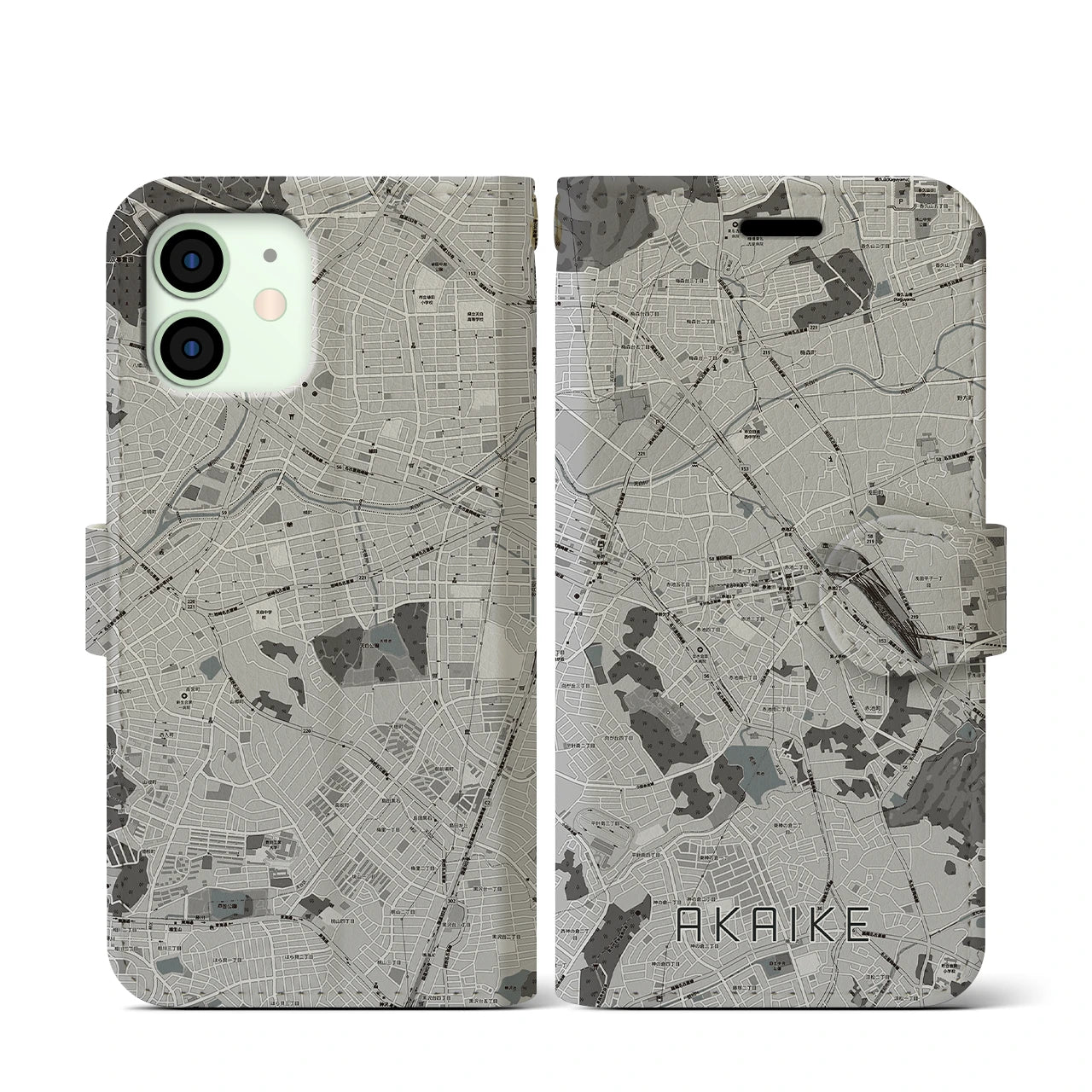 【赤池(愛知県)】地図柄iPhoneケース(手帳タイプ)