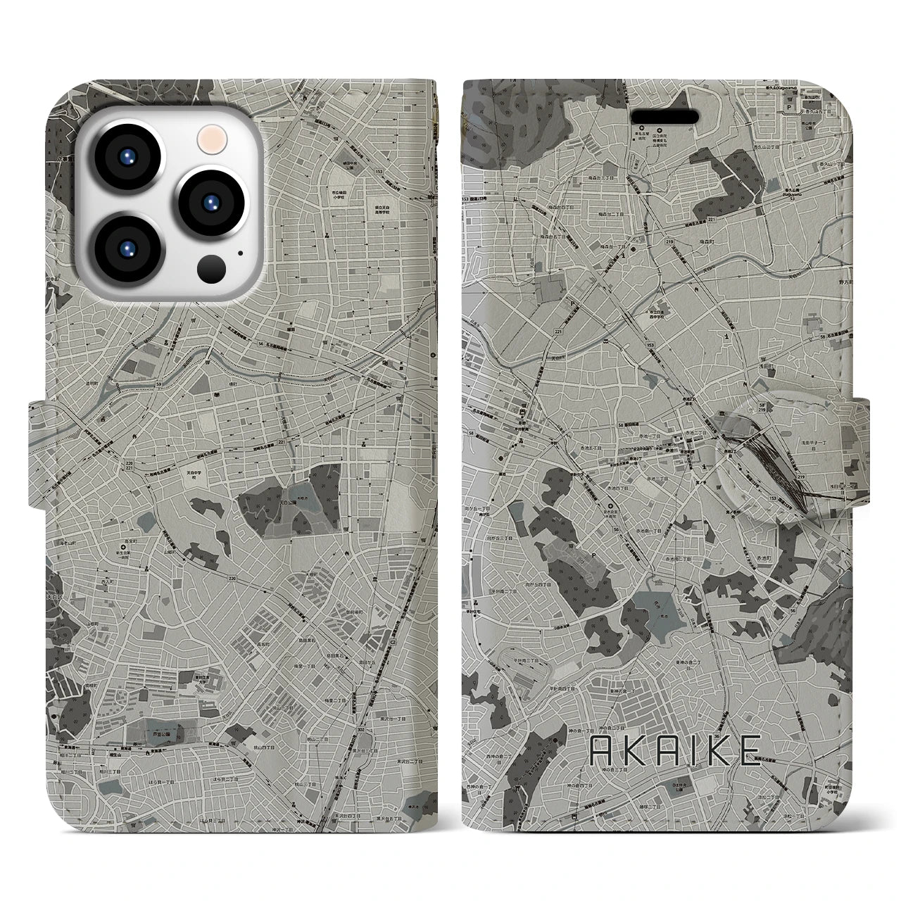 【赤池(愛知県)】地図柄iPhoneケース(手帳タイプ)