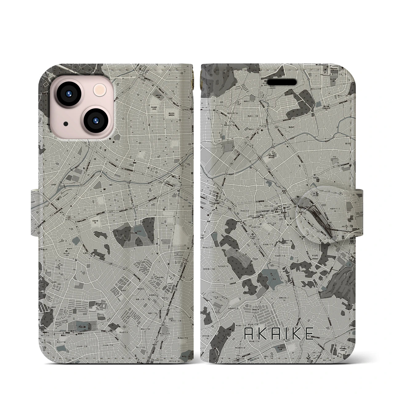 【赤池(愛知県)】地図柄iPhoneケース(手帳タイプ)