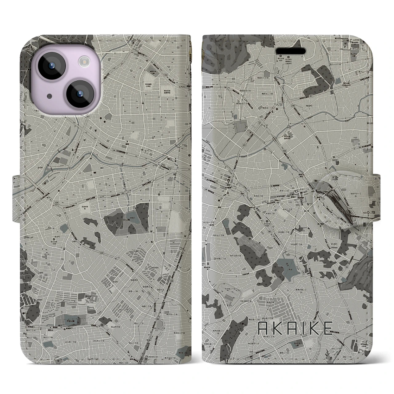 【赤池(愛知県)】地図柄iPhoneケース(手帳タイプ)