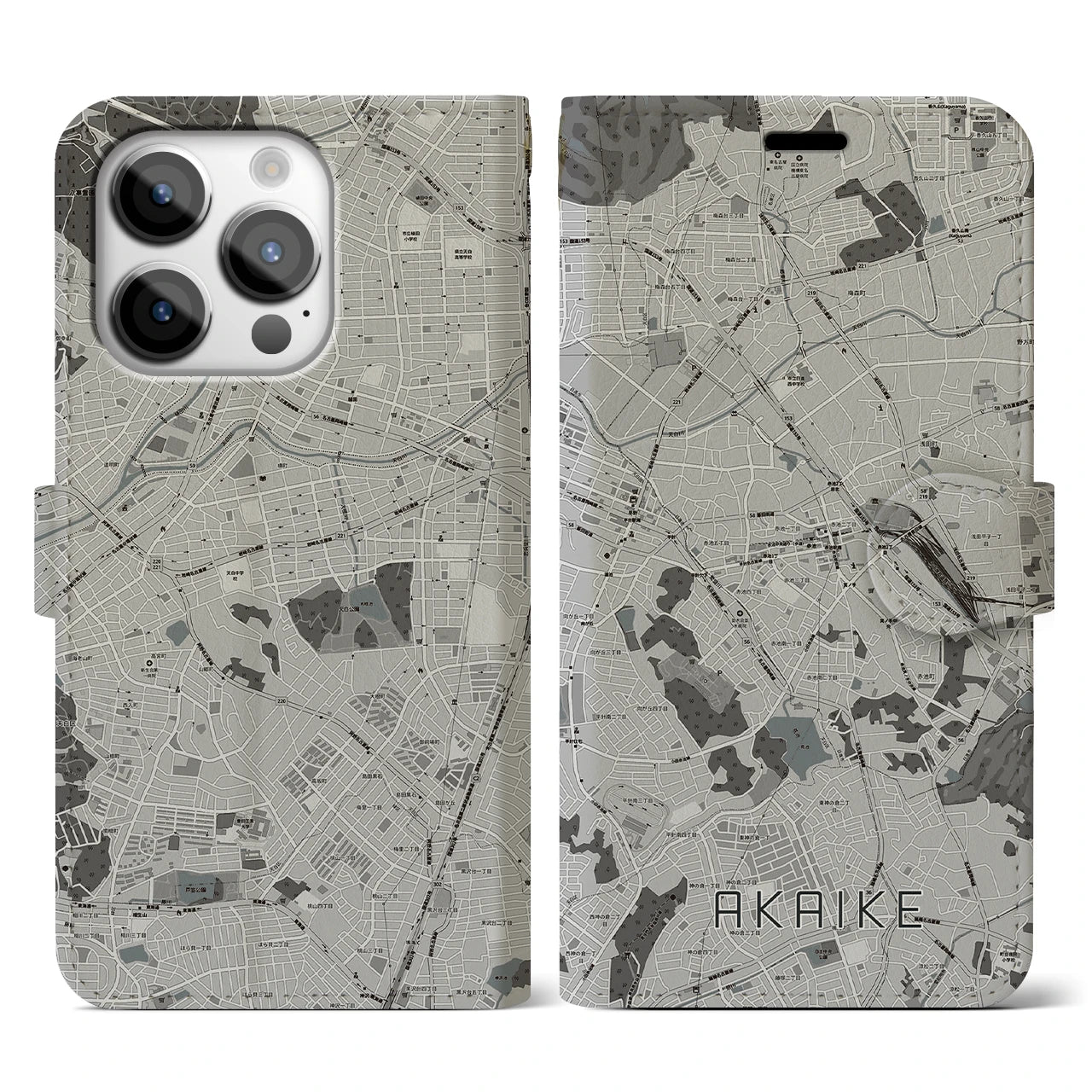 【赤池(愛知県)】地図柄iPhoneケース(手帳タイプ)