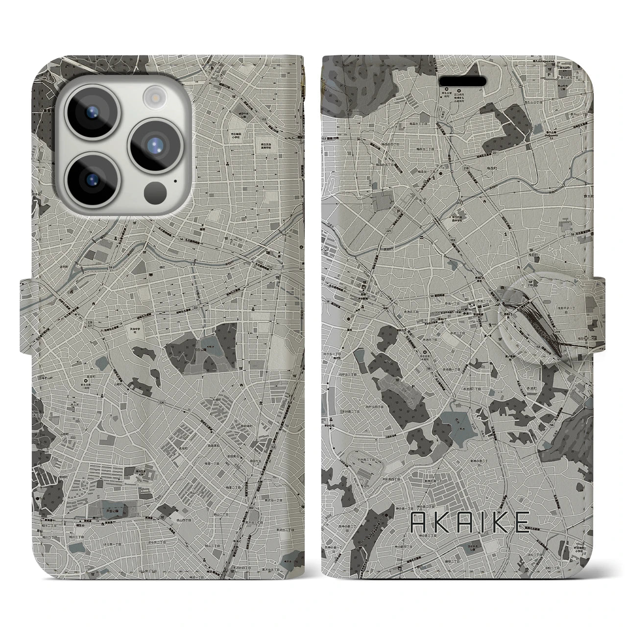 【赤池(愛知県)】地図柄iPhoneケース(手帳タイプ)