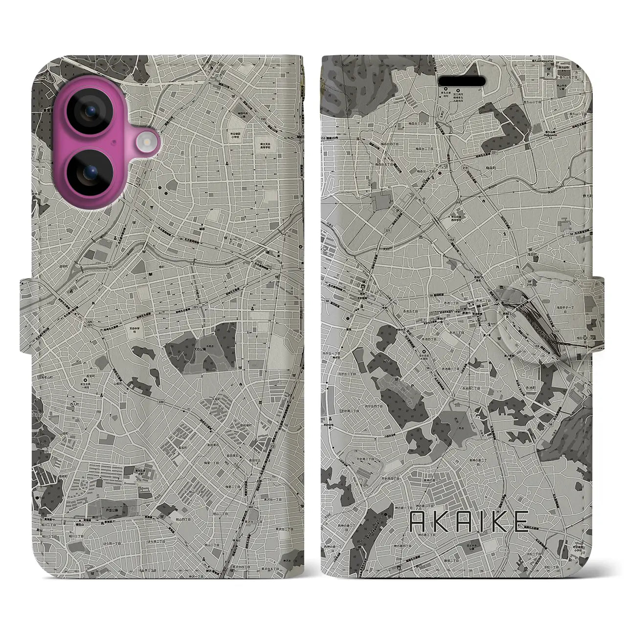 【赤池(愛知県)】地図柄iPhoneケース(手帳タイプ)