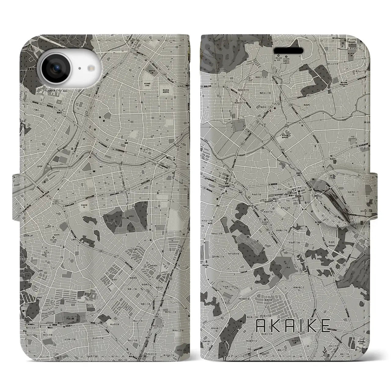 【赤池(愛知県)】地図柄iPhoneケース(手帳タイプ)