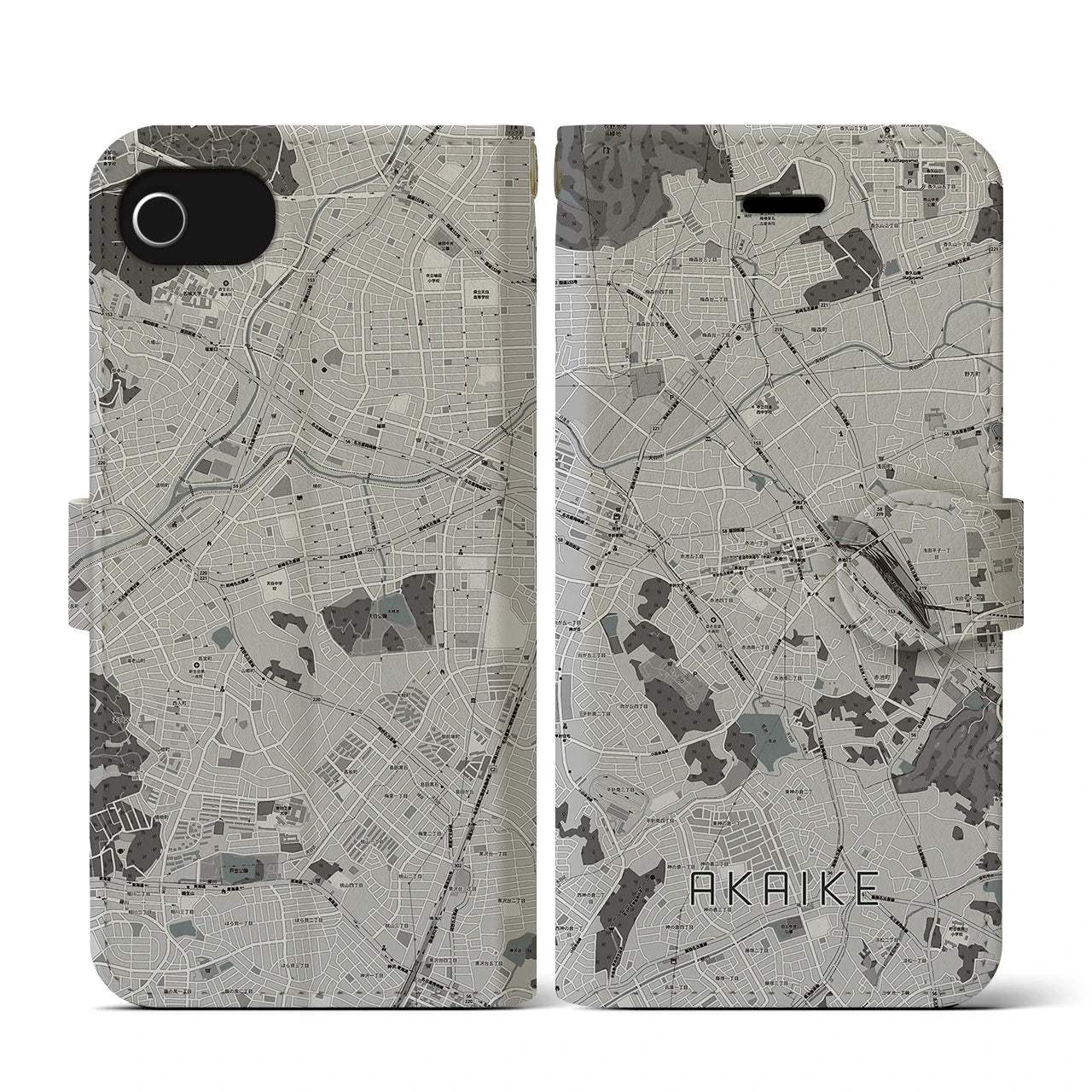 【赤池(愛知県)】地図柄iPhoneケース(手帳タイプ)