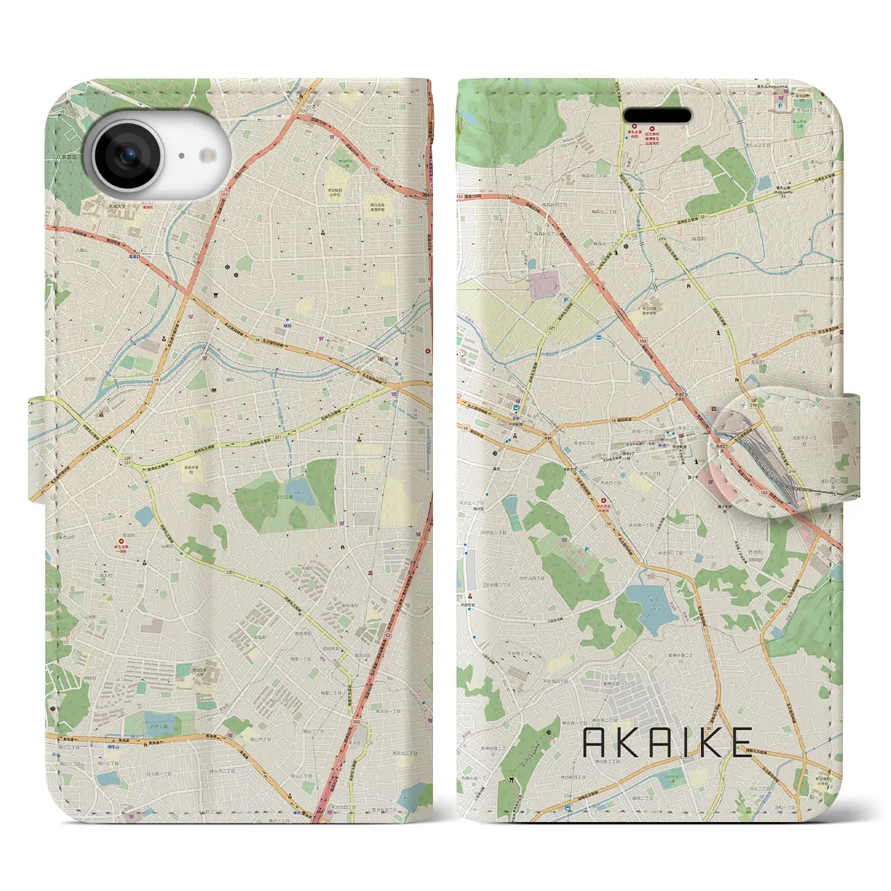 【赤池(愛知県)】地図柄iPhoneケース(手帳タイプ)