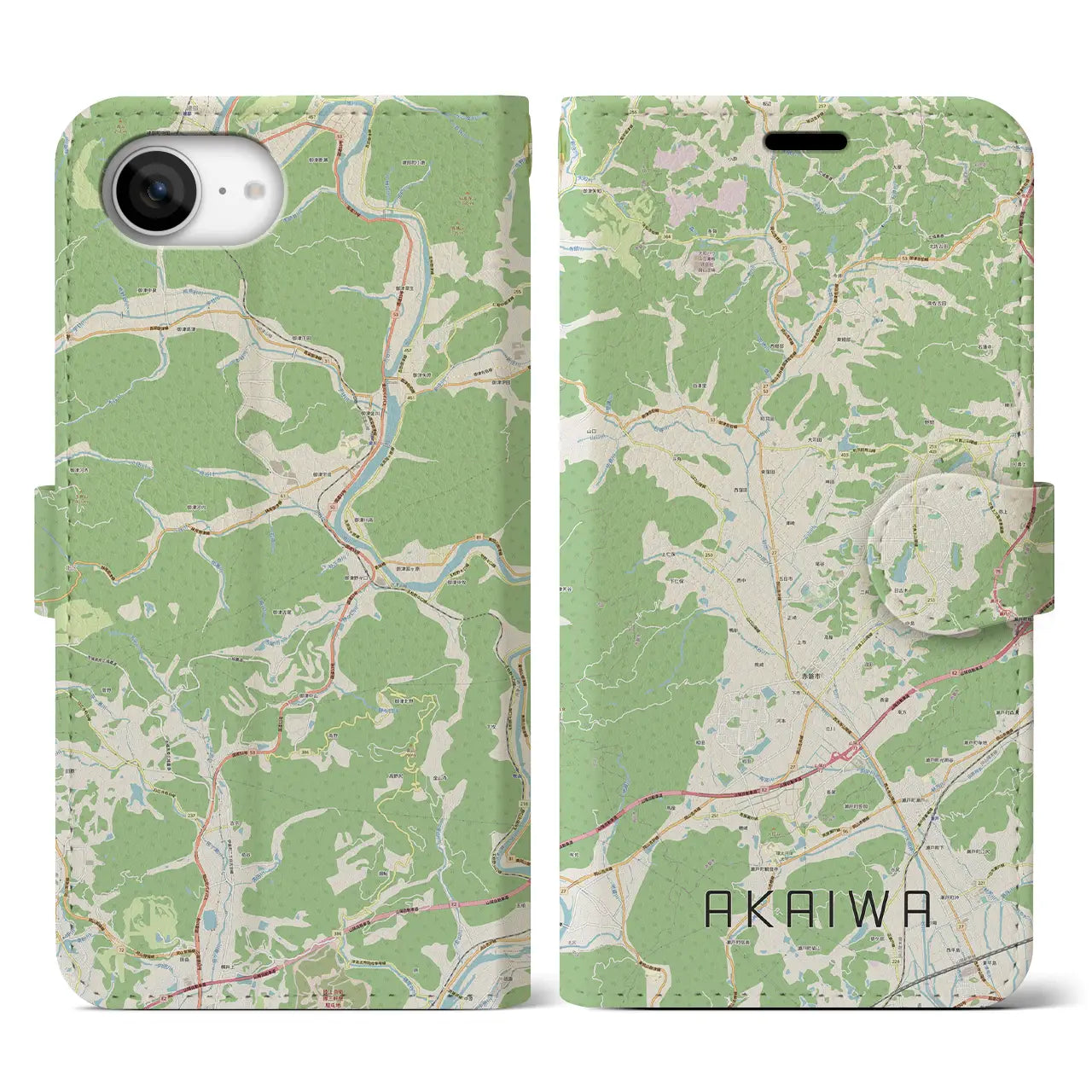 【赤磐(岡山県)】地図柄iPhoneケース(手帳タイプ)