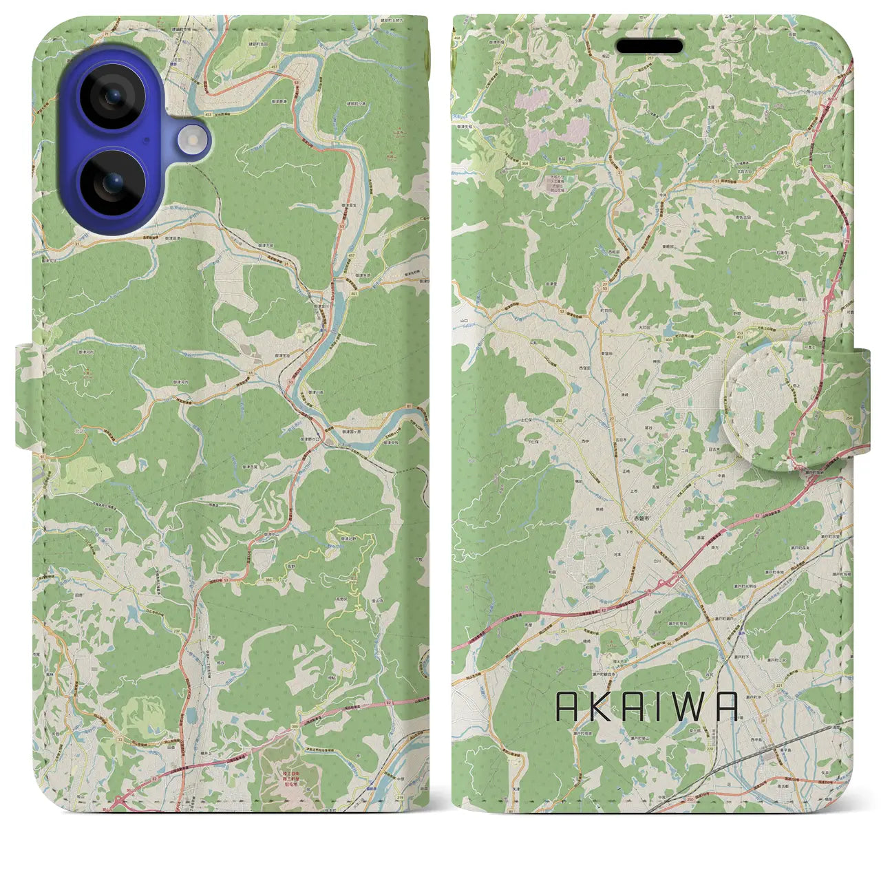 【赤磐(岡山県)】地図柄iPhoneケース(手帳タイプ)ナチュラル・iPhone 16 Pro Max 用