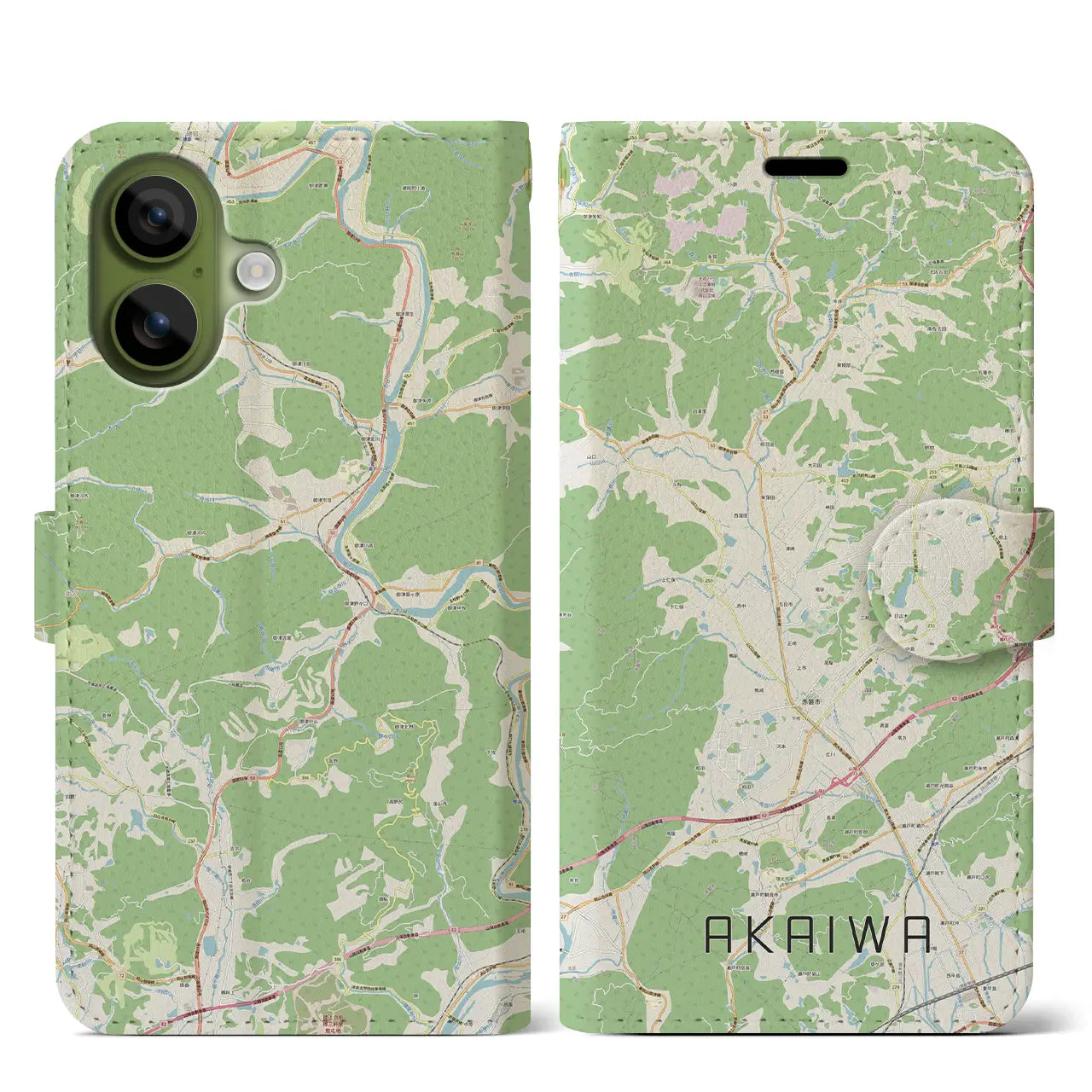 【赤磐(岡山県)】地図柄iPhoneケース(手帳タイプ)