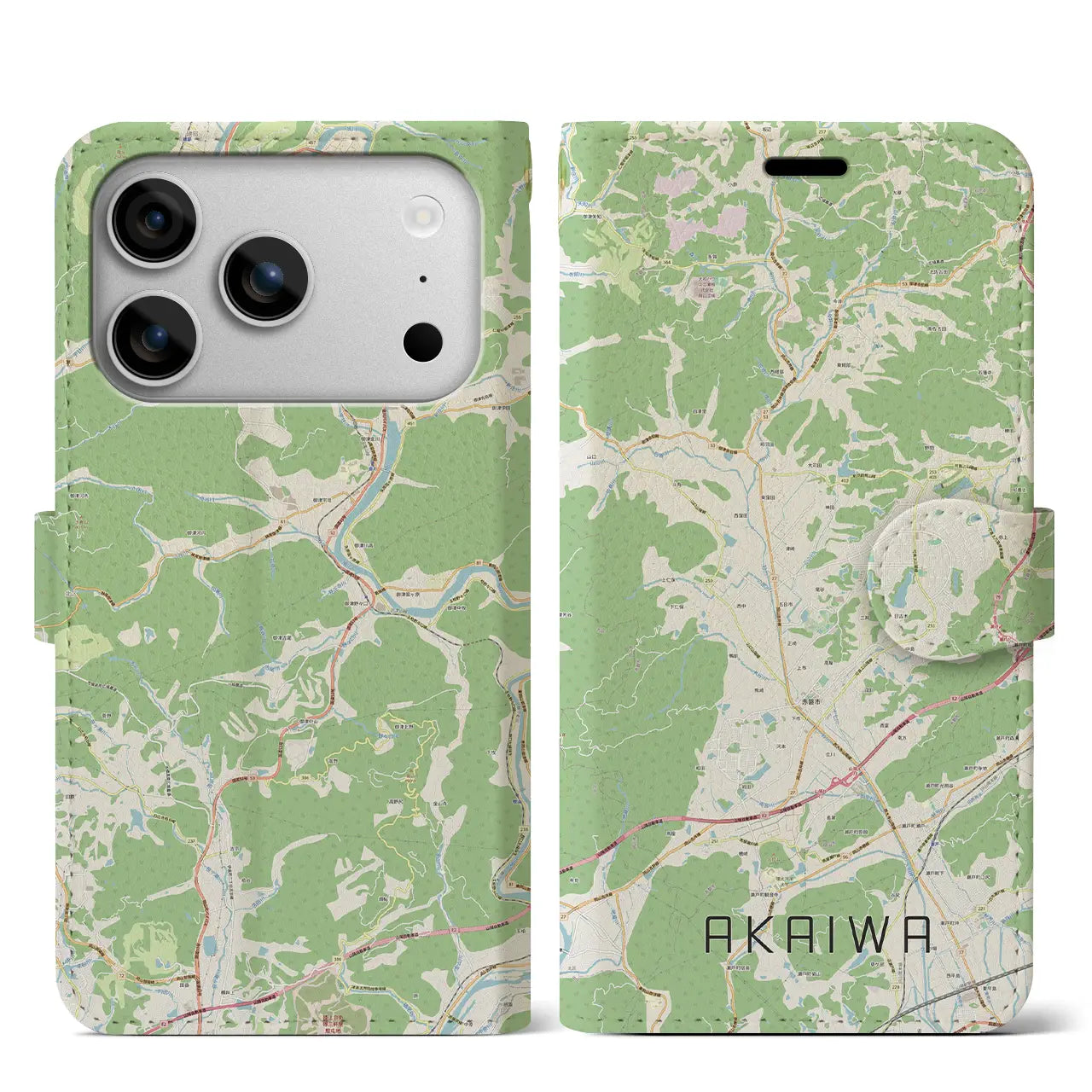 【赤磐(岡山県)】地図柄iPhoneケース(手帳タイプ)