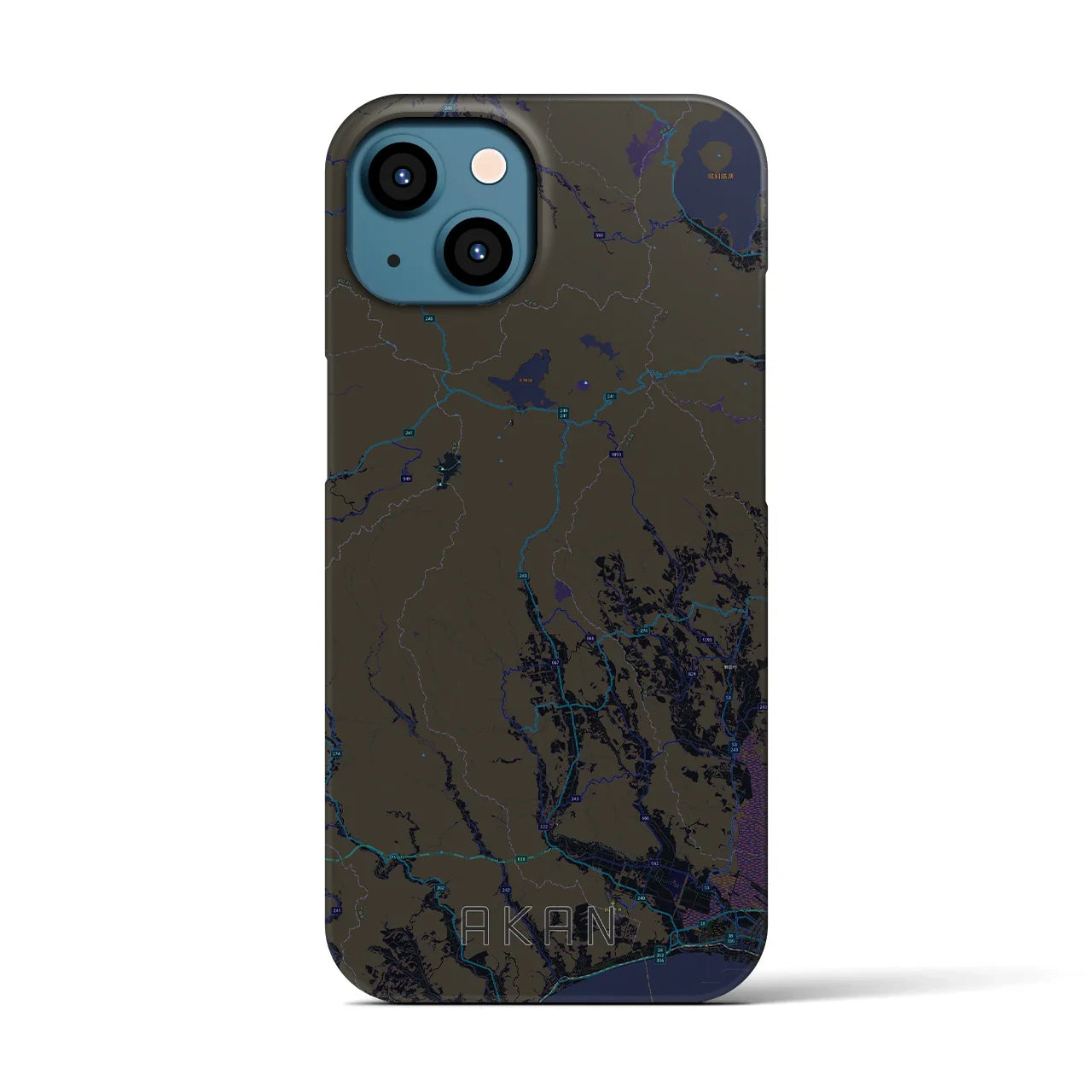 【阿寒(北海道)】地図柄iPhoneケース(バックカバータイプ)