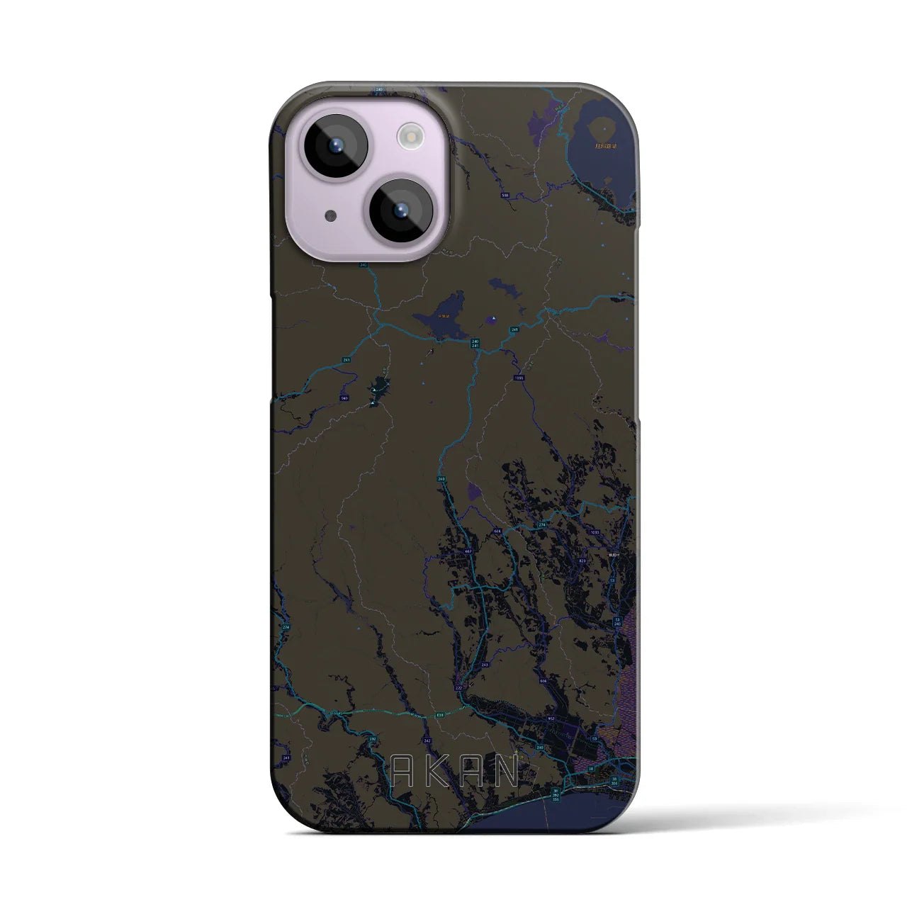 【阿寒(北海道)】地図柄iPhoneケース(バックカバータイプ)