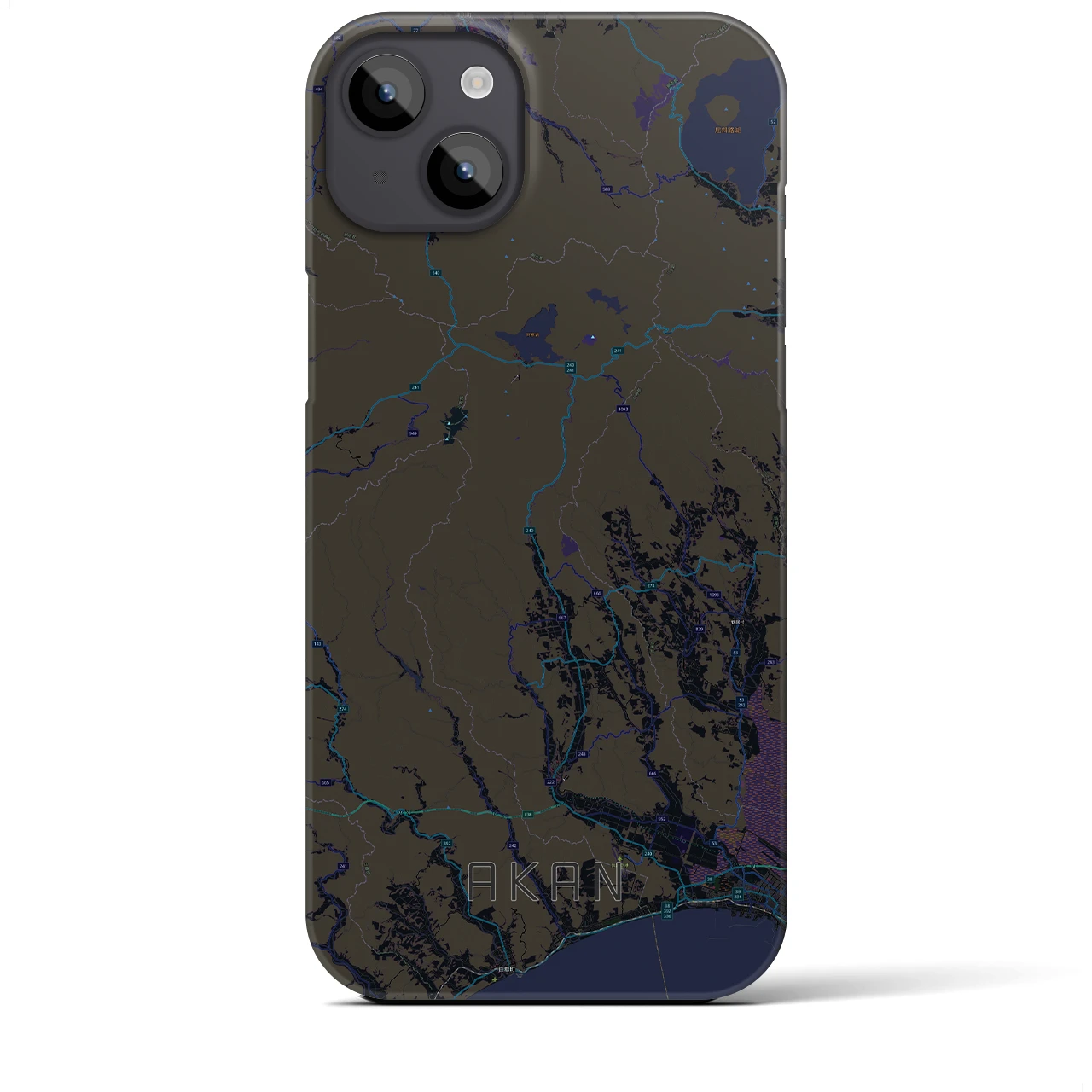 【阿寒(北海道)】地図柄iPhoneケース(バックカバータイプ)