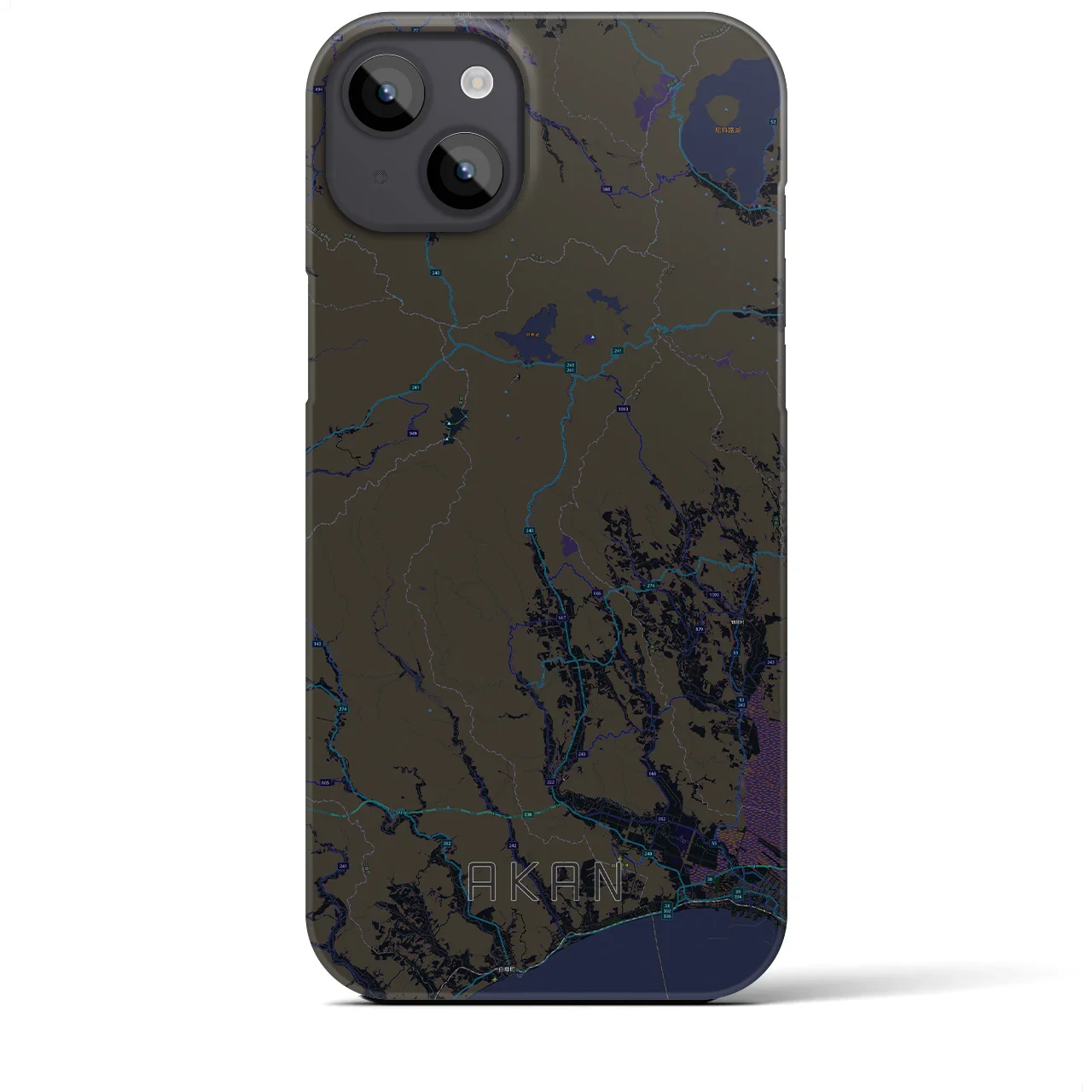 【阿寒(北海道)】地図柄iPhoneケース(バックカバータイプ)