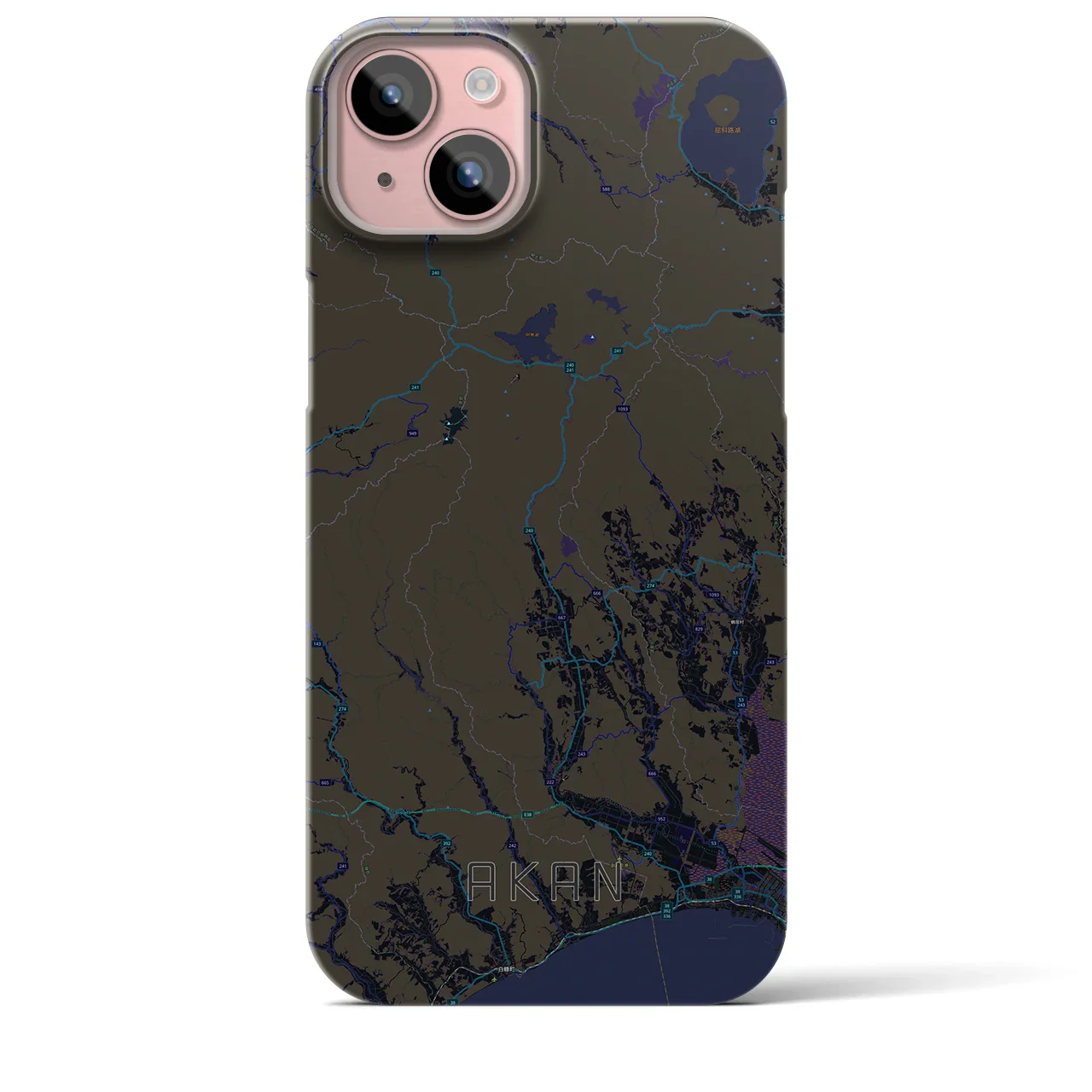 【阿寒(北海道)】地図柄iPhoneケース(バックカバータイプ)
