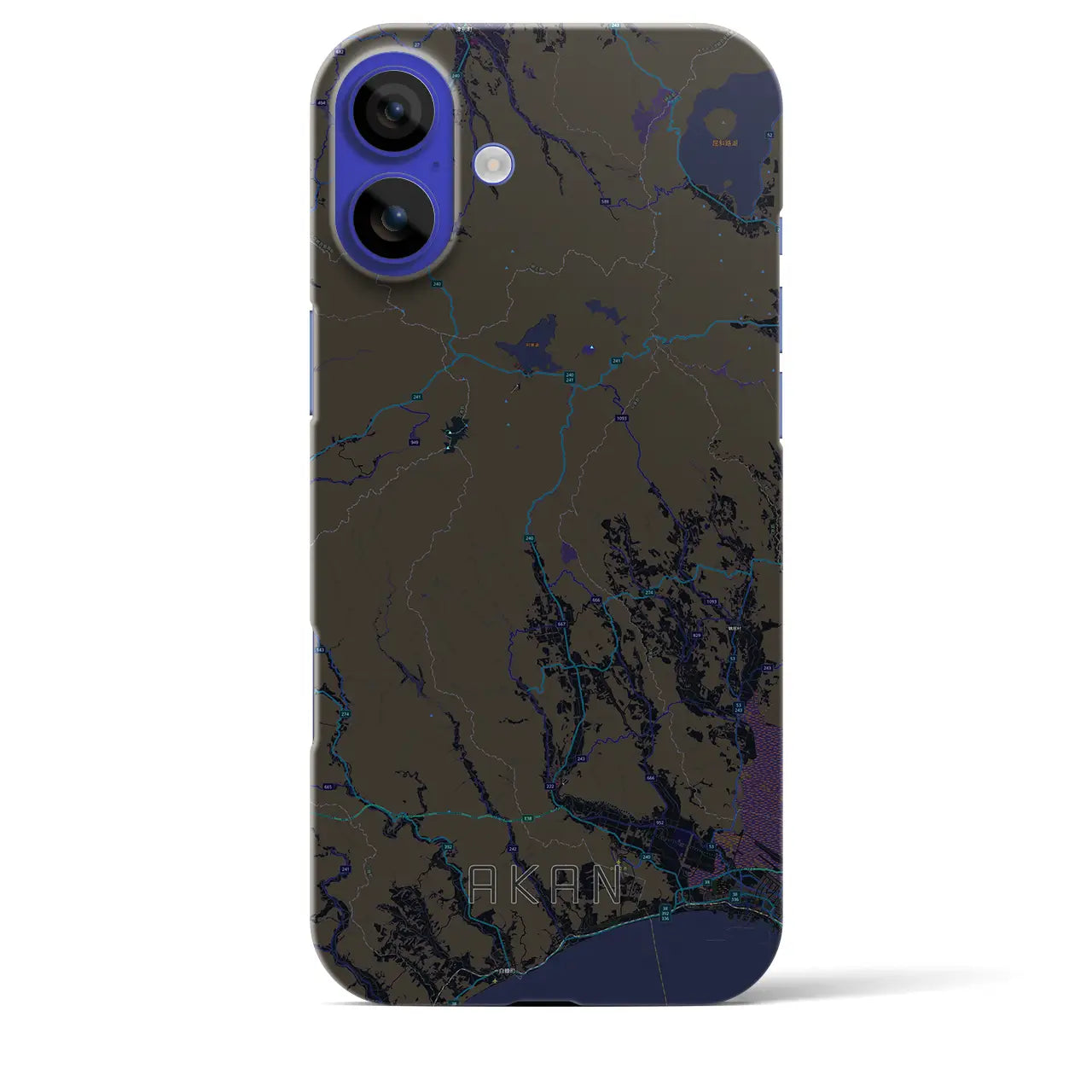 【阿寒(北海道)】地図柄iPhoneケース(バックカバータイプ)