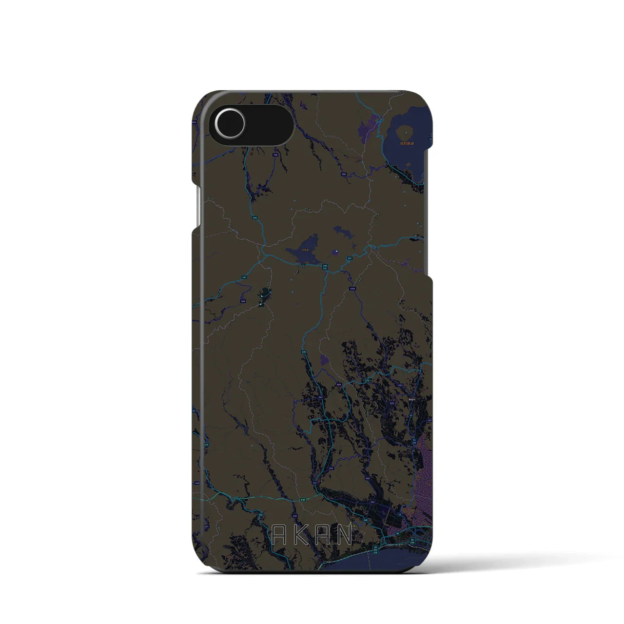 【阿寒(北海道)】地図柄iPhoneケース(バックカバータイプ)