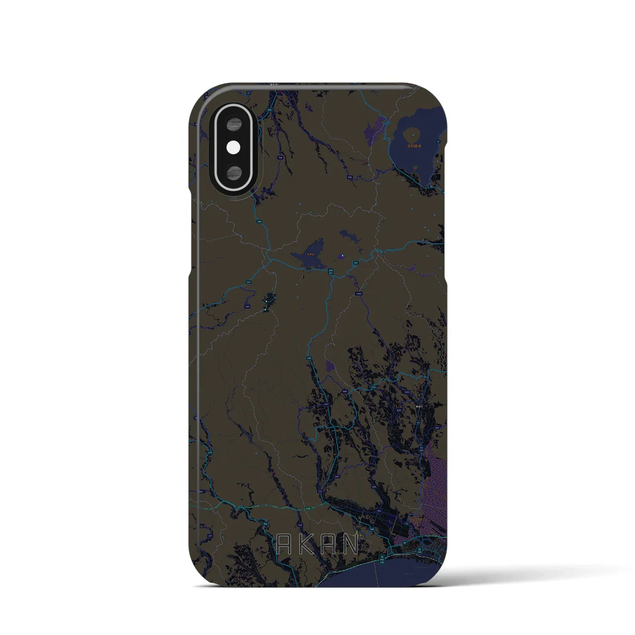 【阿寒(北海道)】地図柄iPhoneケース(バックカバータイプ)