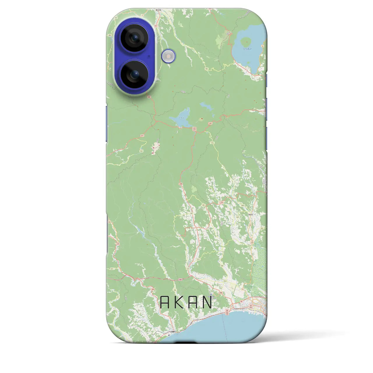 【阿寒(北海道)】地図柄iPhoneケース(バックカバータイプ)ブラック・iPhone 16 Pro Max 用