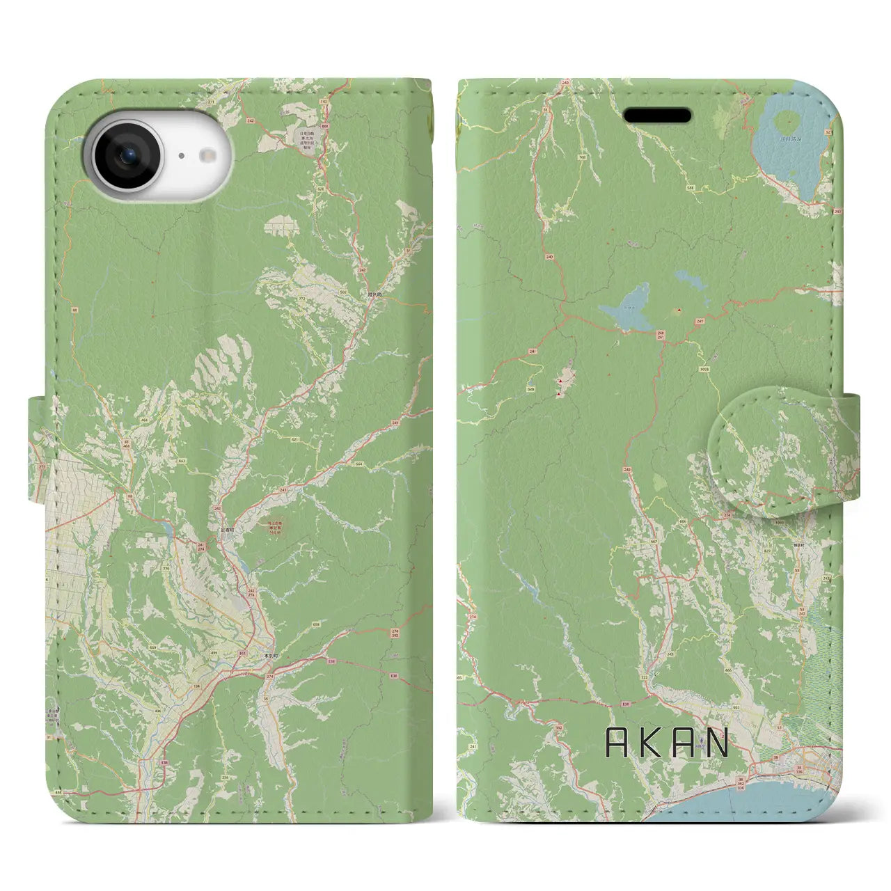 【阿寒(北海道)】地図柄iPhoneケース(手帳タイプ)