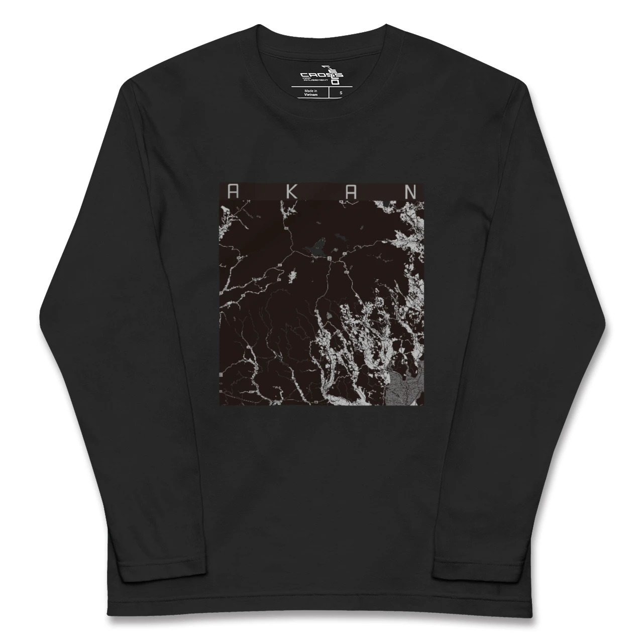 【阿寒(北海道)】地図柄ロングスリーブTシャツ