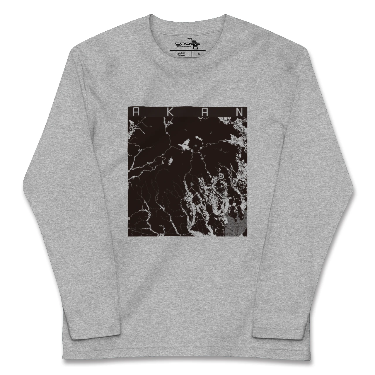 【阿寒(北海道)】地図柄ロングスリーブTシャツ