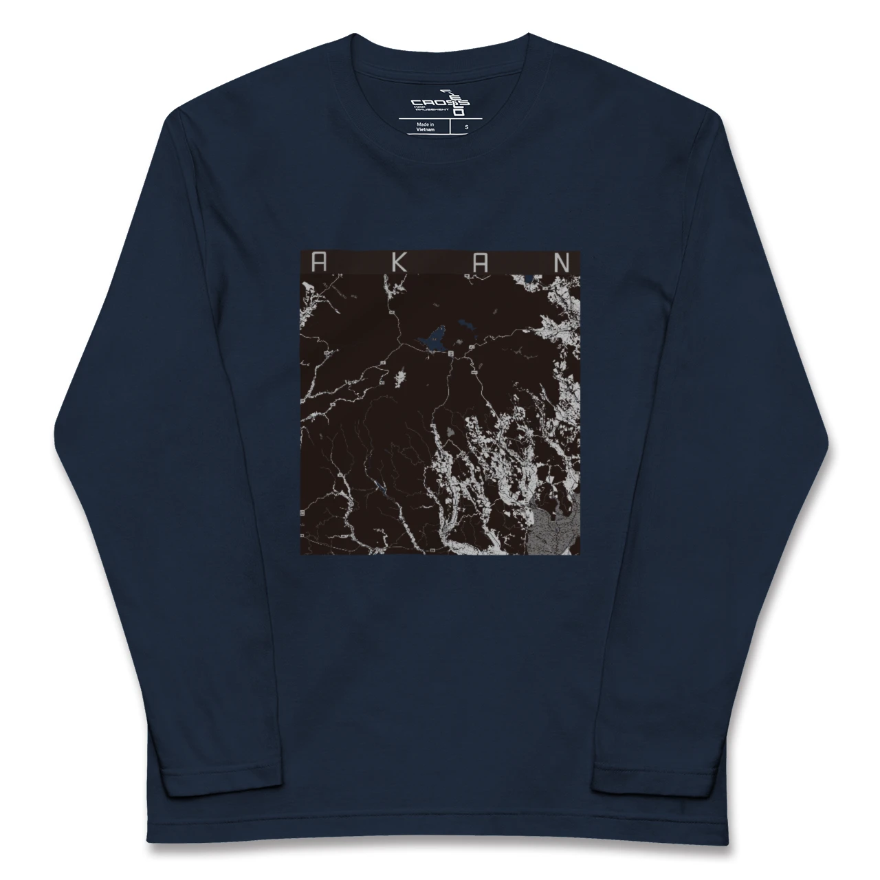 【阿寒(北海道)】地図柄ロングスリーブTシャツ