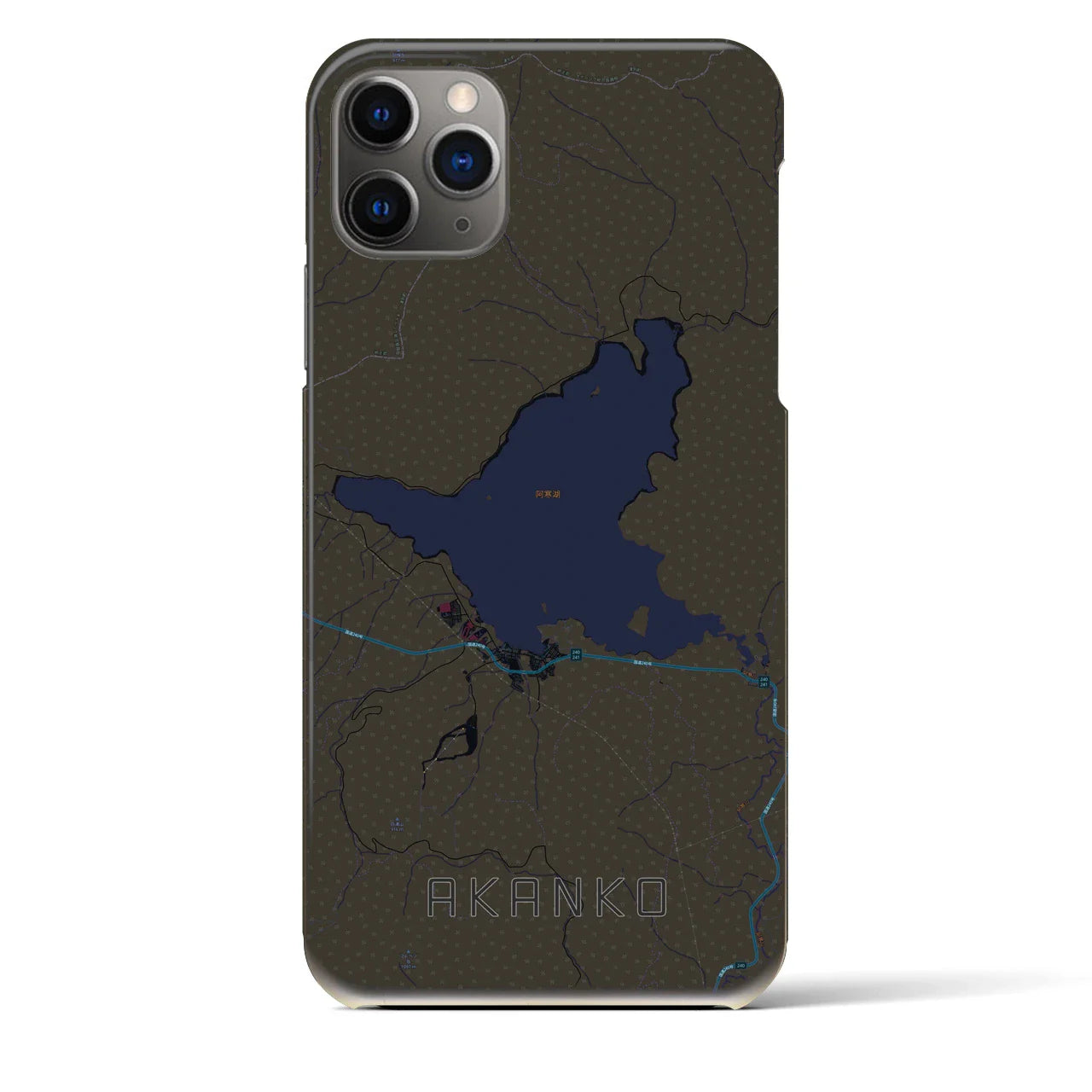 【阿寒湖(北海道)】地図柄iPhoneケース(バックカバータイプ)