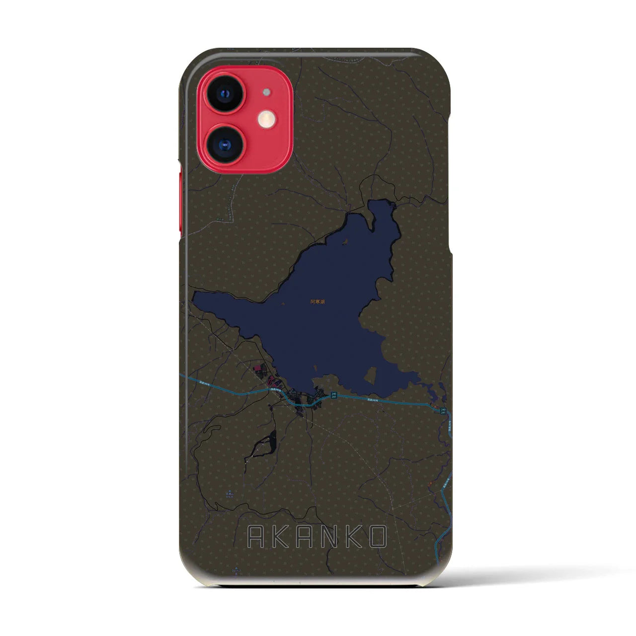 【阿寒湖(北海道)】地図柄iPhoneケース(バックカバータイプ)