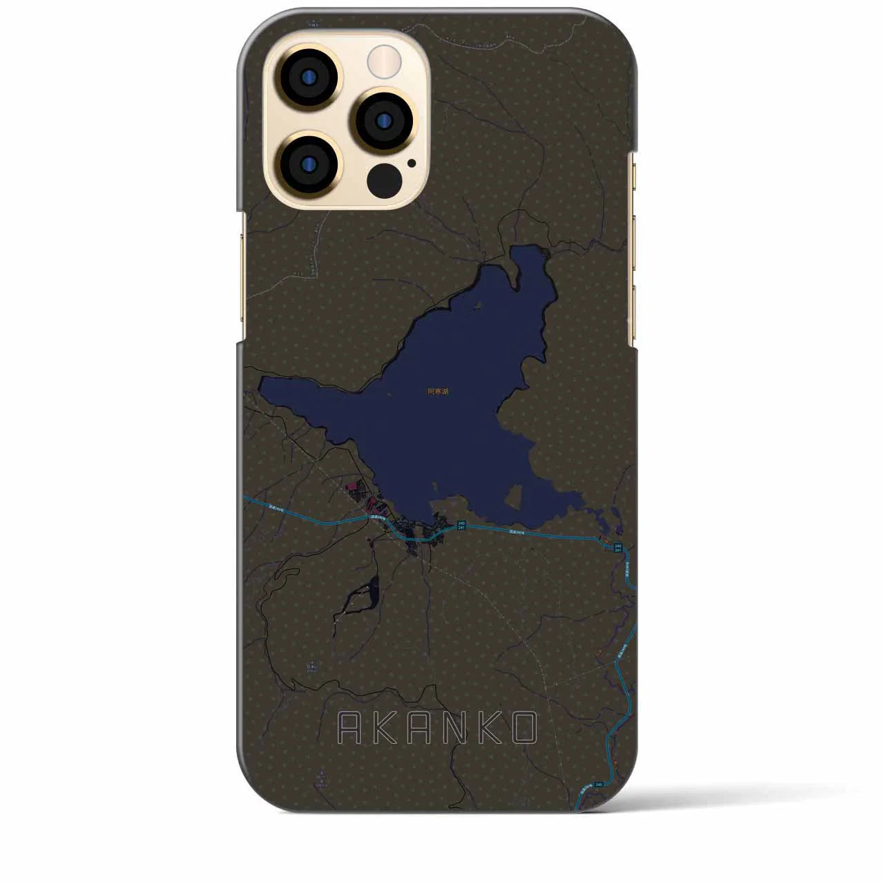 【阿寒湖(北海道)】地図柄iPhoneケース(バックカバータイプ)