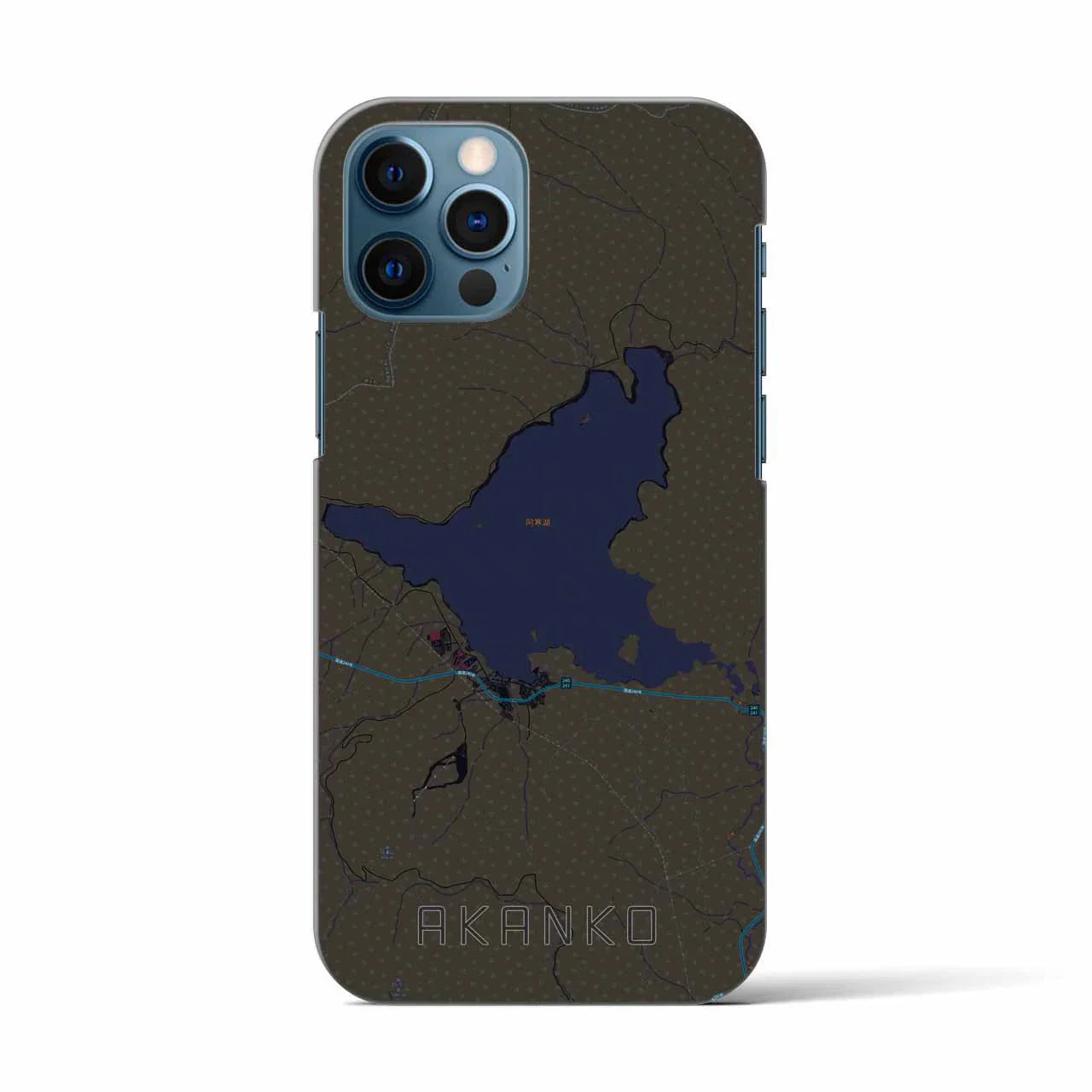 【阿寒湖(北海道)】地図柄iPhoneケース(バックカバータイプ)