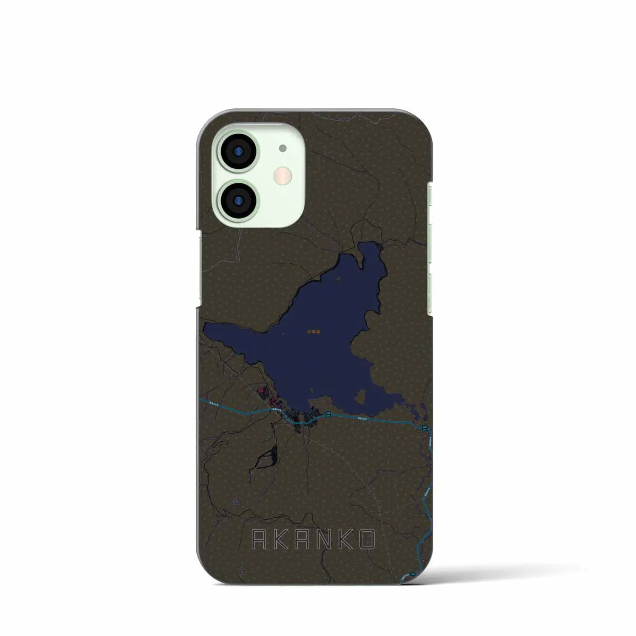 【阿寒湖(北海道)】地図柄iPhoneケース(バックカバータイプ)