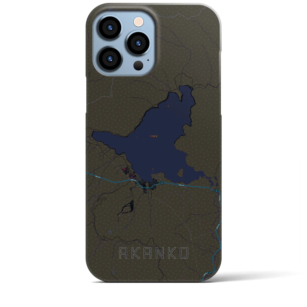 【阿寒湖(北海道)】地図柄iPhoneケース(バックカバータイプ)