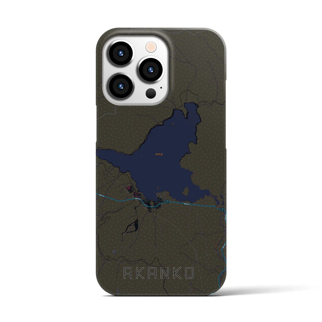 【阿寒湖(北海道)】地図柄iPhoneケース(バックカバータイプ)