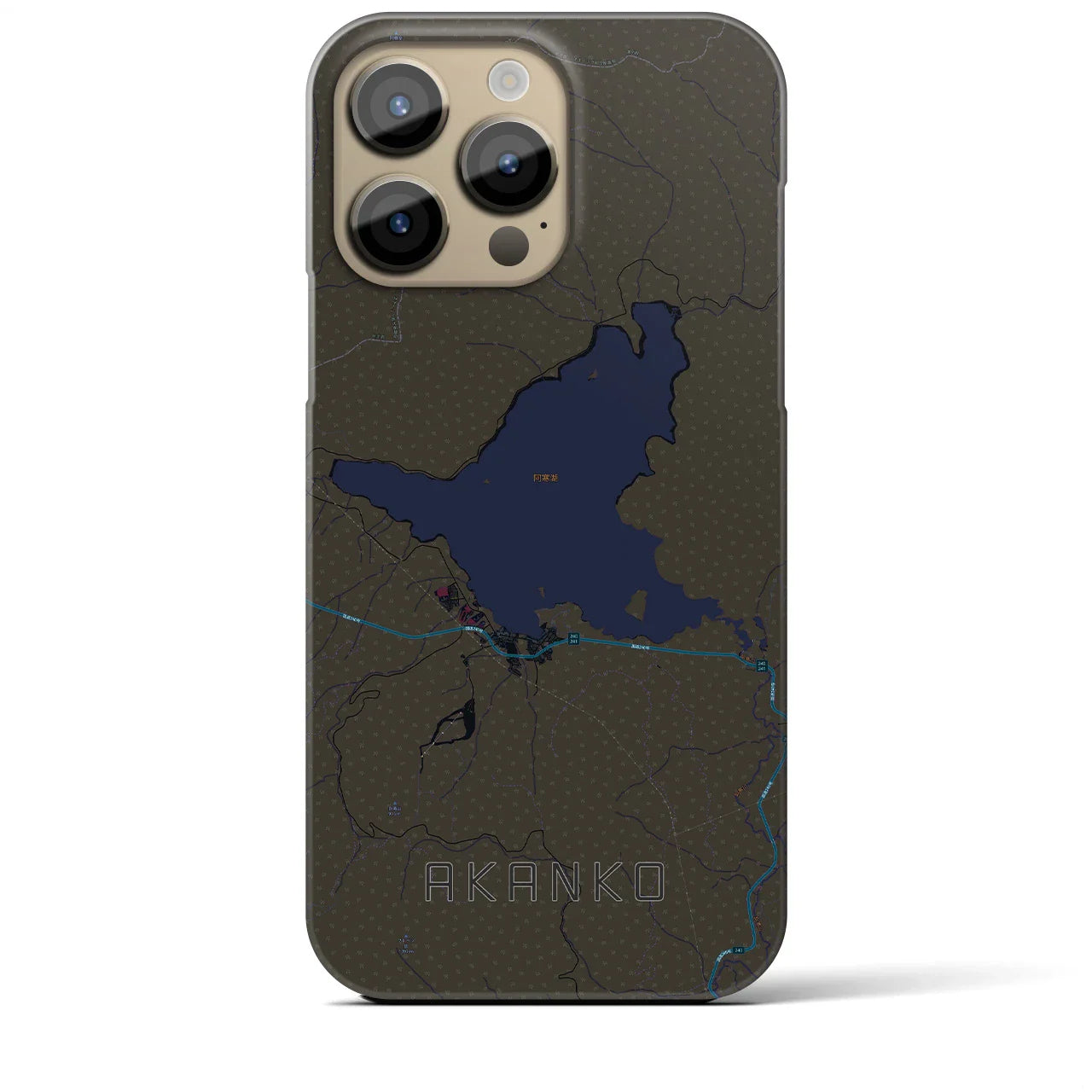 【阿寒湖(北海道)】地図柄iPhoneケース(バックカバータイプ)