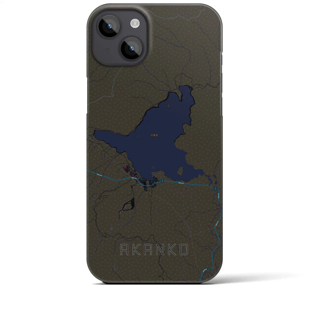 【阿寒湖(北海道)】地図柄iPhoneケース(バックカバータイプ)