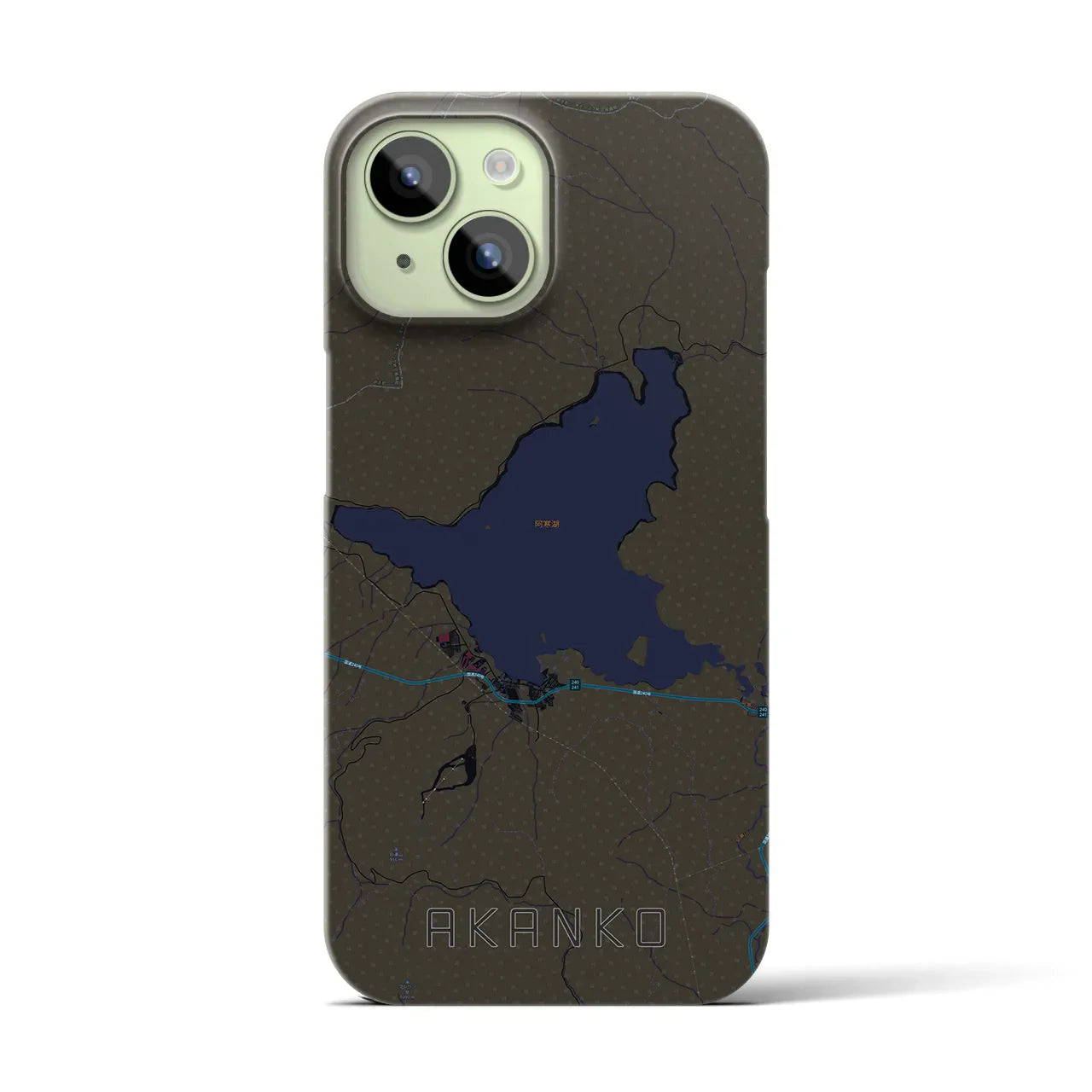 【阿寒湖(北海道)】地図柄iPhoneケース(バックカバータイプ)