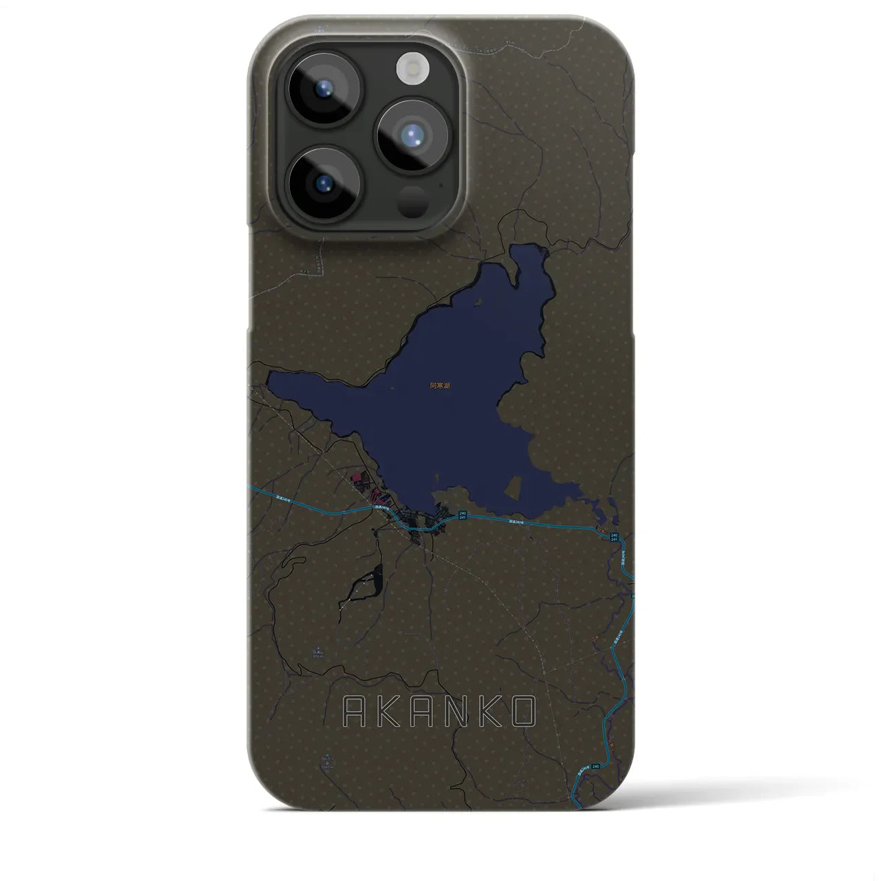 【阿寒湖(北海道)】地図柄iPhoneケース(バックカバータイプ)