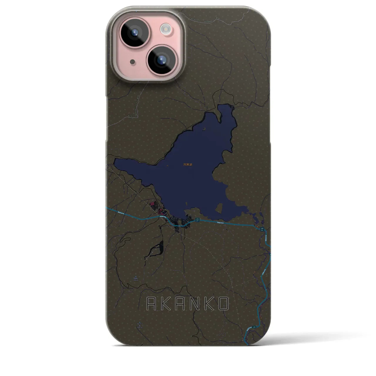 【阿寒湖(北海道)】地図柄iPhoneケース(バックカバータイプ)