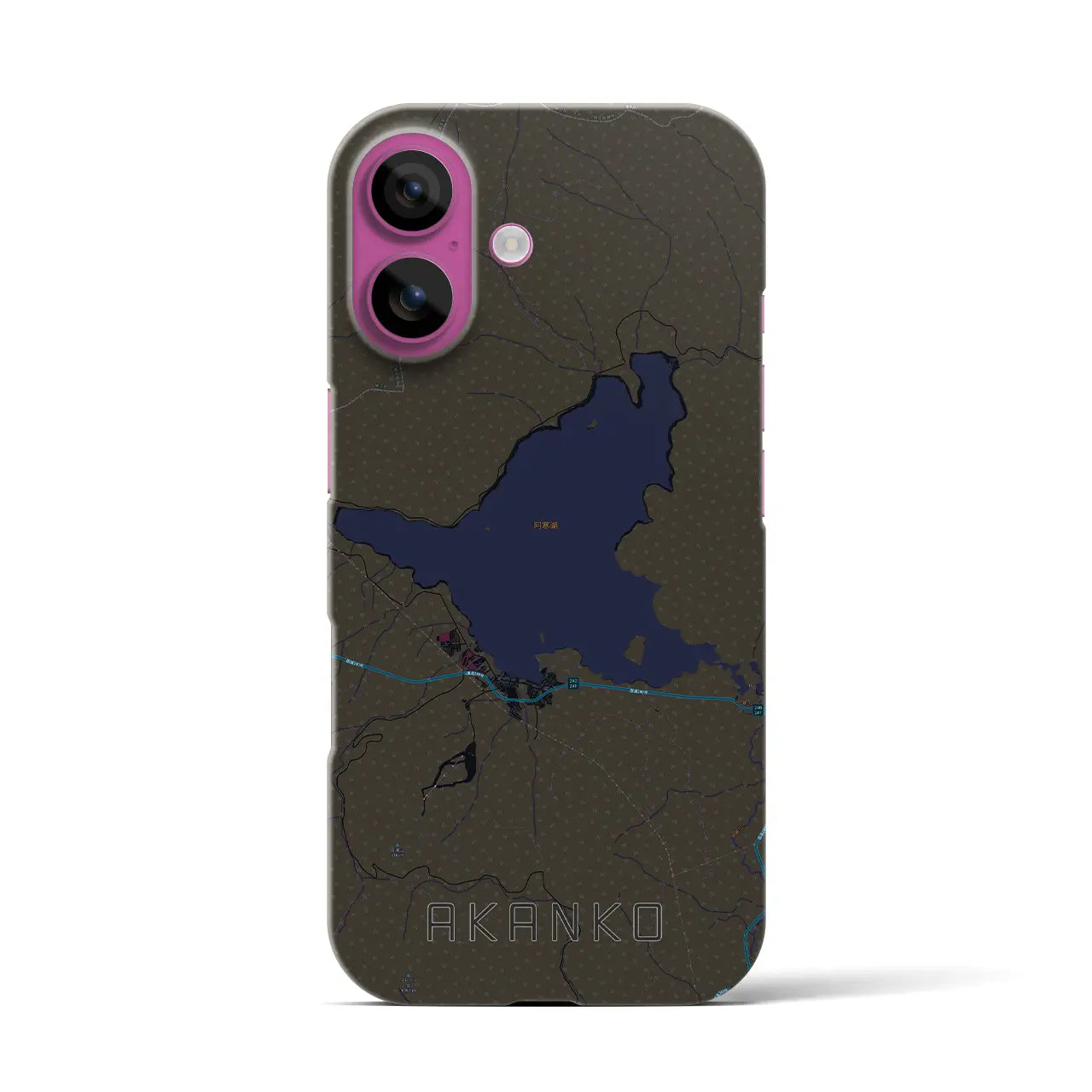 【阿寒湖(北海道)】地図柄iPhoneケース(バックカバータイプ)
