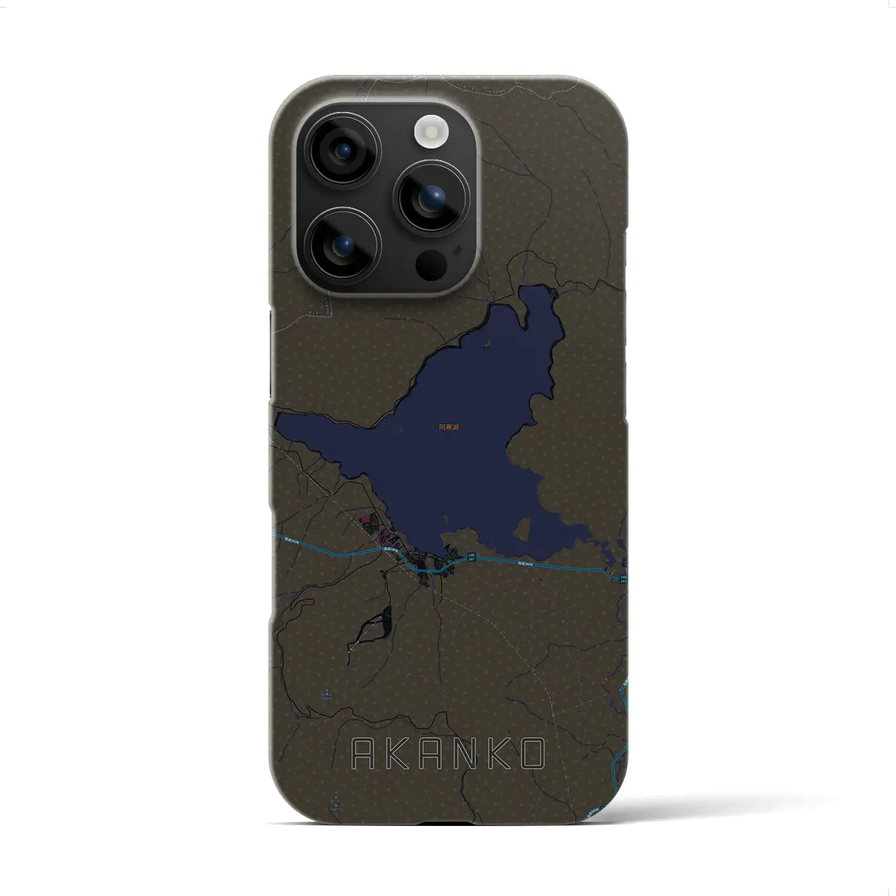 【阿寒湖(北海道)】地図柄iPhoneケース(バックカバータイプ)