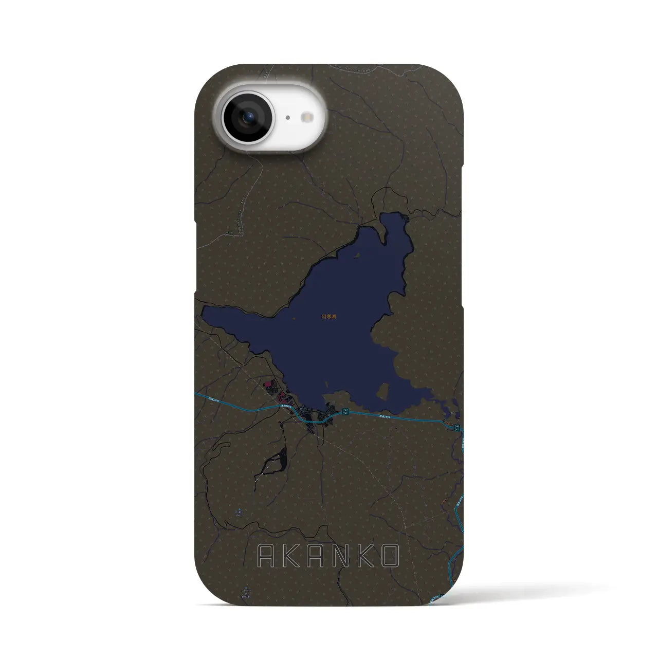 【阿寒湖(北海道)】地図柄iPhoneケース(バックカバータイプ)