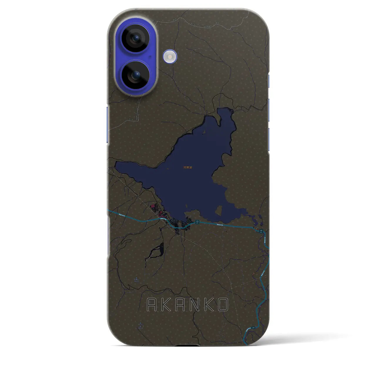 【阿寒湖(北海道)】地図柄iPhoneケース(バックカバータイプ)